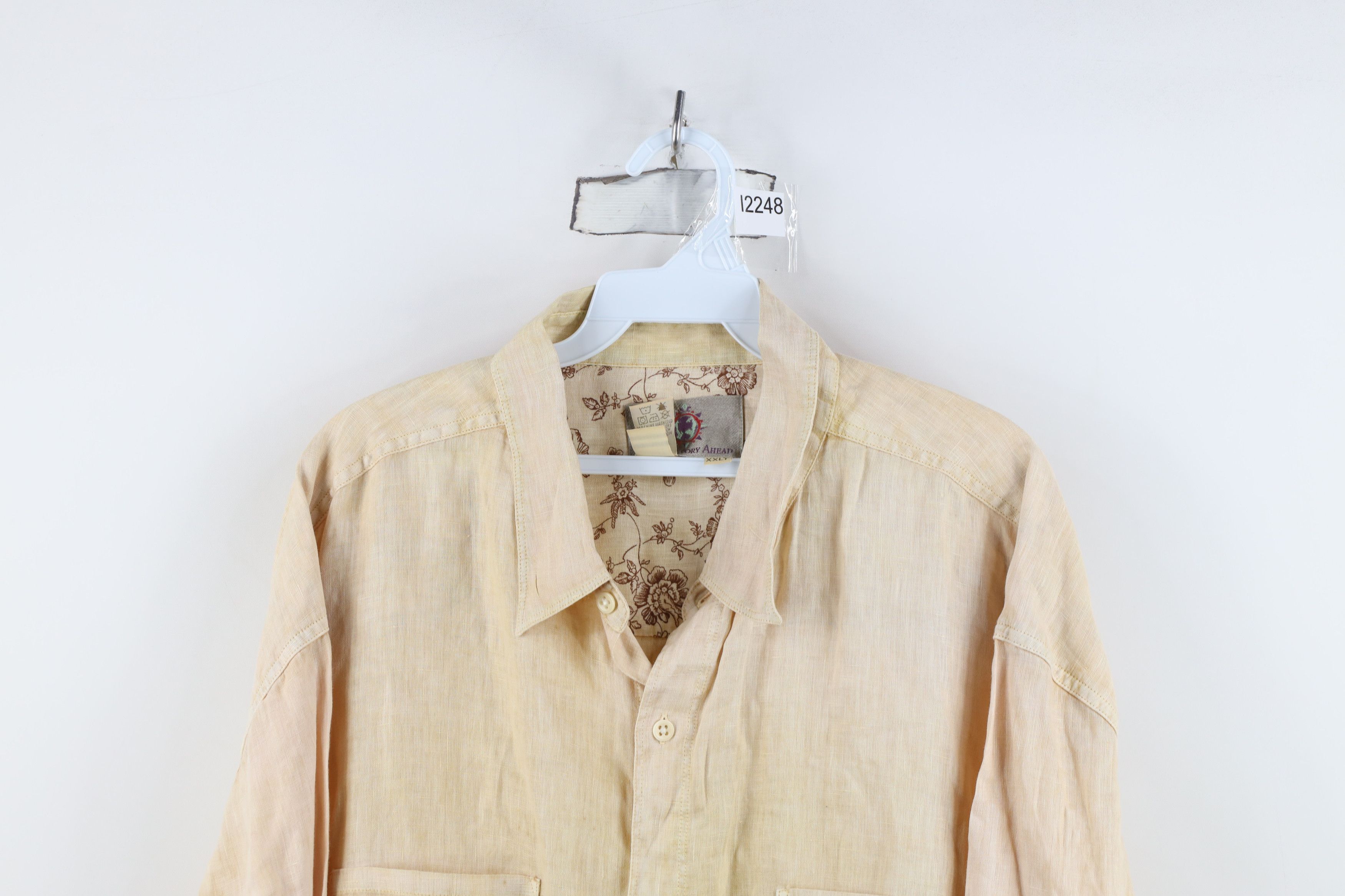 Vintage Vintage 90s Streetwear Linen Ombre Collared Button Shirt Size US XXL / EU 58 / 5 - 2 Thumbnail