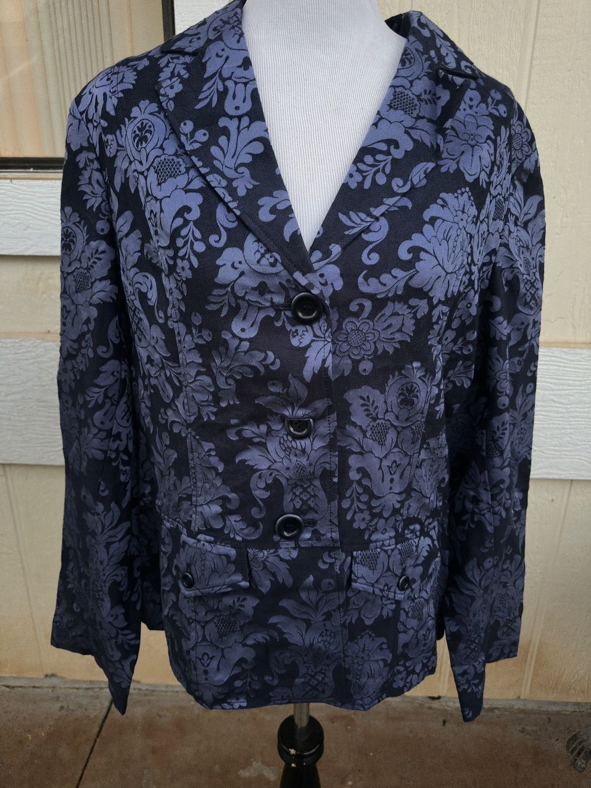Tommy Bahama New Tommy Bahama Women's 16 Blazer Navy Floral Cotton Silk Size XL / US 12-14 / IT 48-50 - 1 Thumbnail