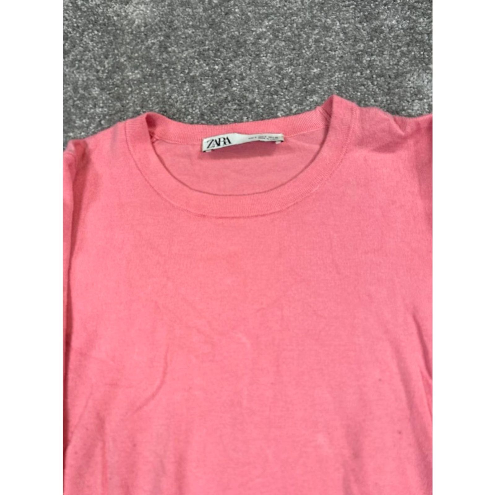 Zara Zara Sweater Womens Small Pink Knit Pullover Crew Neck Casual Pullover Polyester Knit Long Sleeve Regular Fit Size S / US 4 / IT 40 - 2 Thumbnail