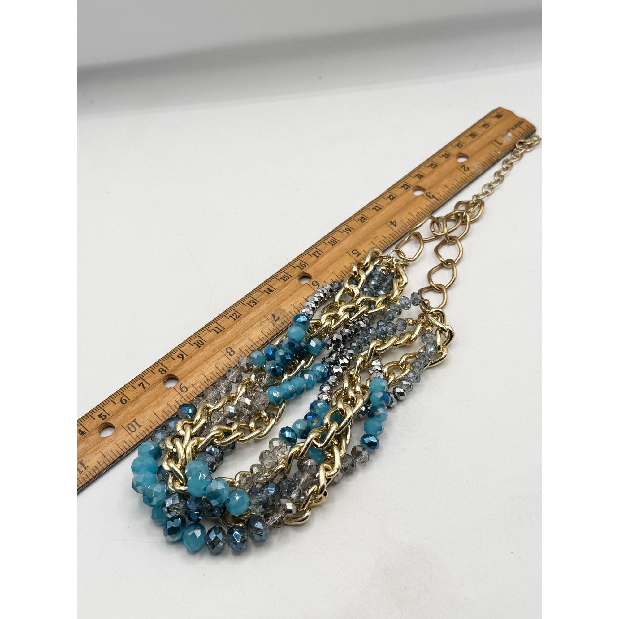 Vintage Blue crystal gold chain multi strand necklace Size ONE SIZE - 5 Thumbnail
