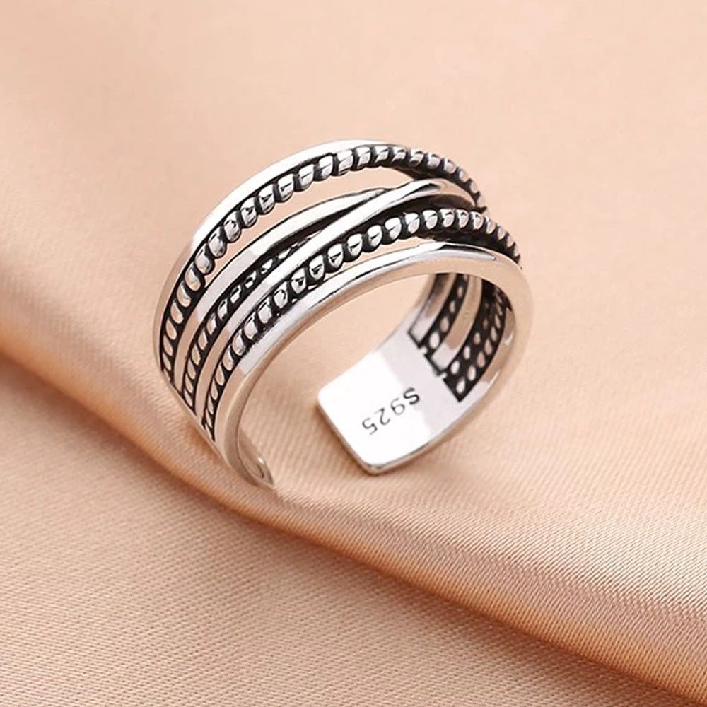 Other Resizable 925 Sterling Silver Interware Line Ring Size ONE SIZE - 4 Thumbnail