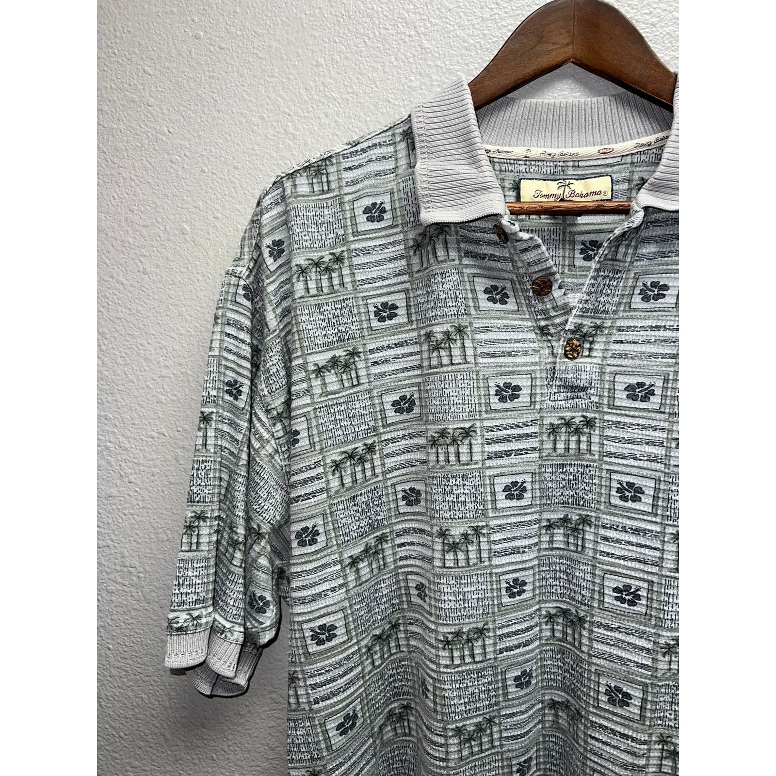 Tommy Bahama Tommy Bahama Gray Polo Shirt Top Palm Tree 2000s X-Large XL Size US XL / EU 56 / 4 - 3 Thumbnail