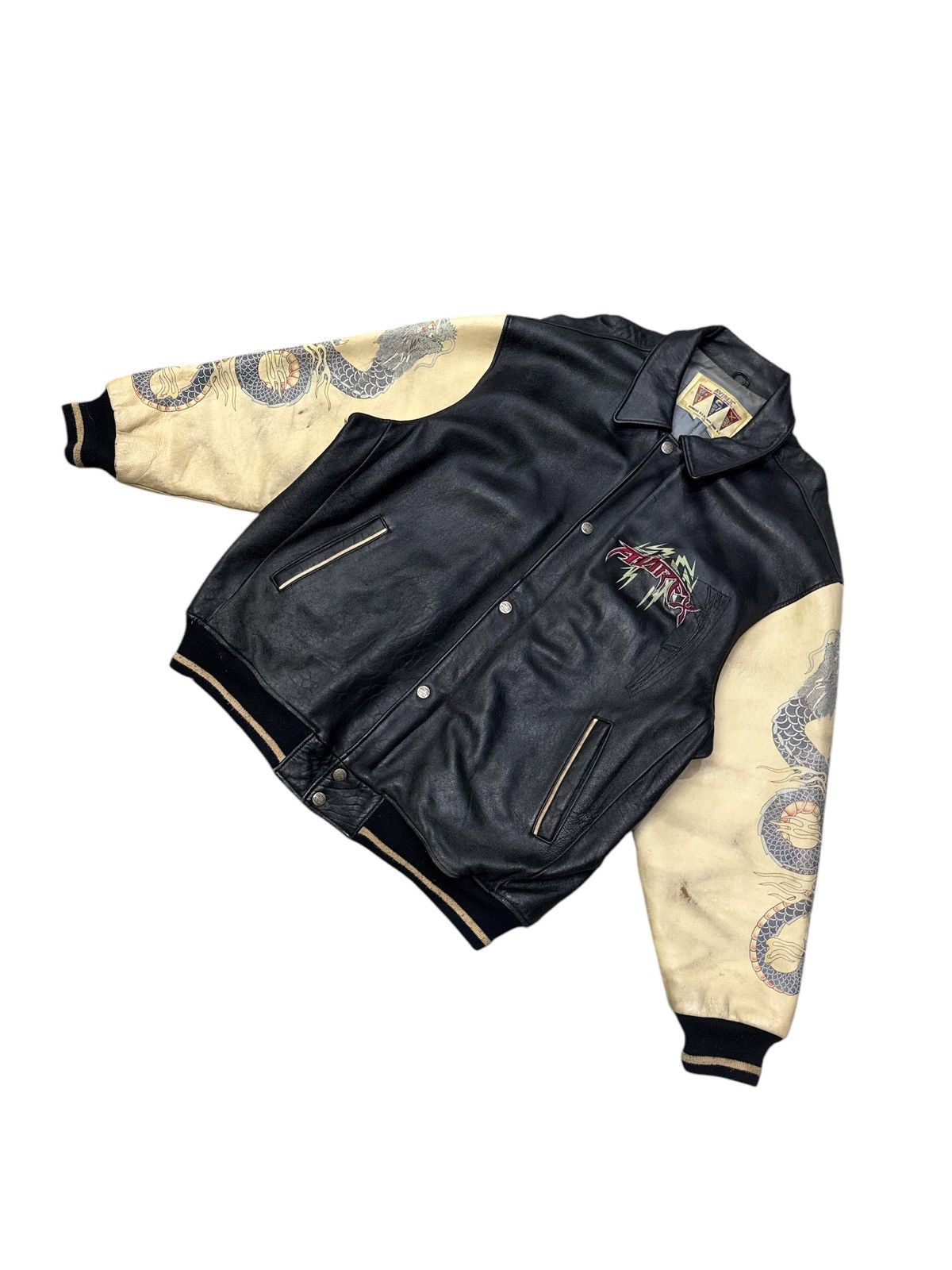 Avirex VINTAGE AVIREX USA VARSITY DRAGON LEATHER JACKET Size US XXL / EU 58 / 5 - 2 Thumbnail
