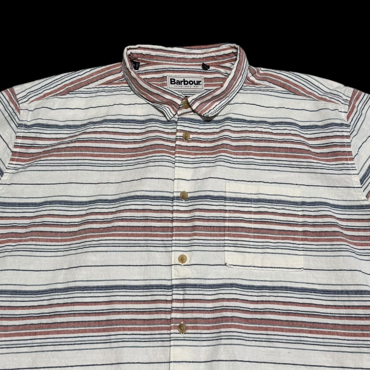 Barbour Barbour Cotton Blend Striped Button Up Short Sleeve Shirt XL Size US XL / EU 56 / 4 - 2 Thumbnail