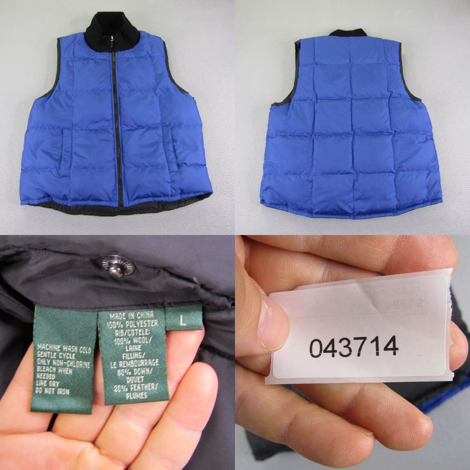Ralph Lauren Lauren Ralph Lauren Vest Womens Large Black Blue Reversible Down Puffer Wool Rib Jacket Size L / US 10 / IT 46 - 8 Thumbnail