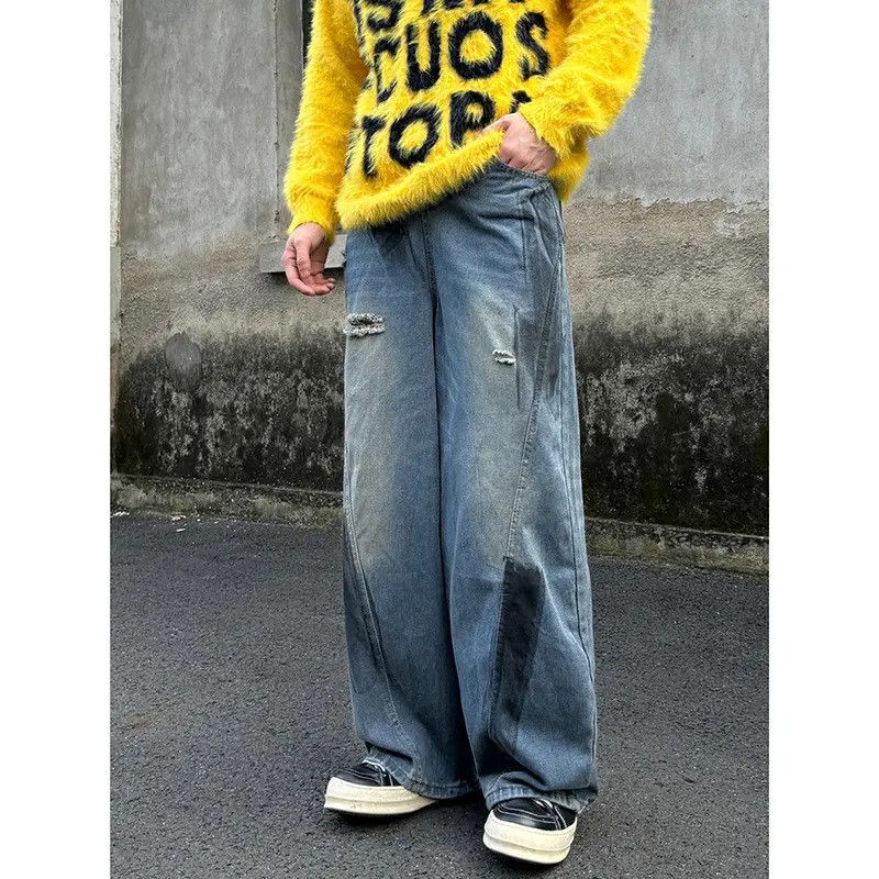 Japanese Brand × Jean Retro loose splashed ink ripped jeans Size US 32 / EU 48 - 6 Thumbnail