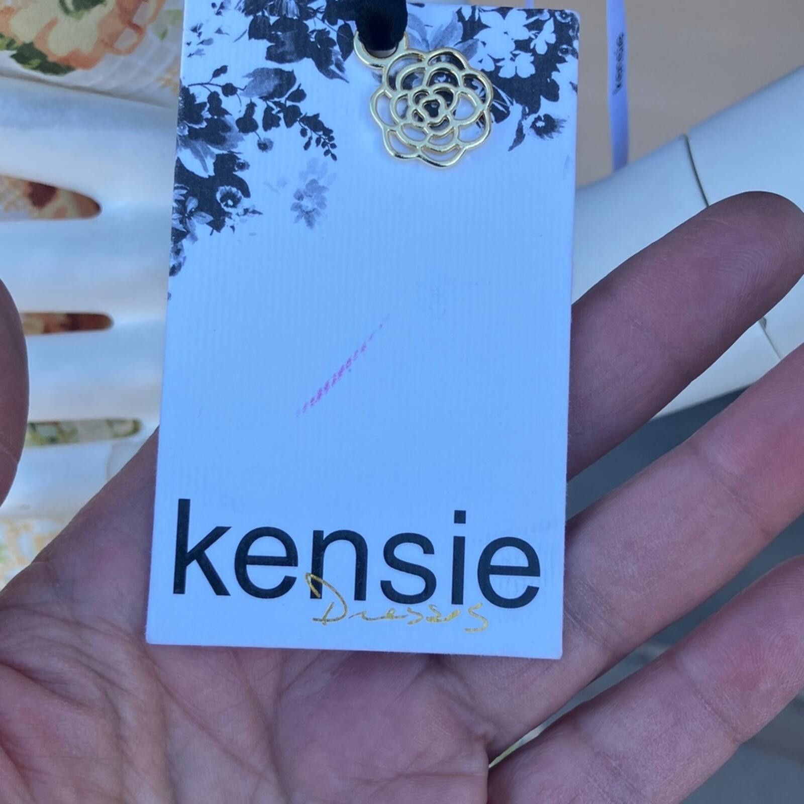 Other Kensie Cream Floral Midi Dress with Peach and Green Accents Size XXL / US 16-18 / IT 52-54 - 2 Thumbnail
