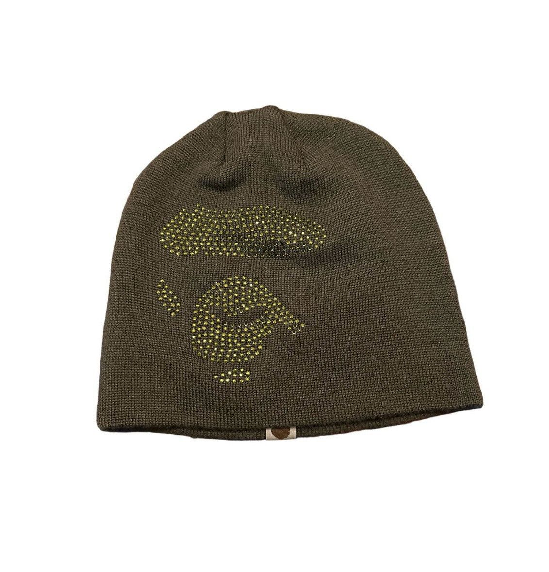 Pre-owned Bape F/w 2006 Bathing Ape Swarovski Ape Face Beanie In Green