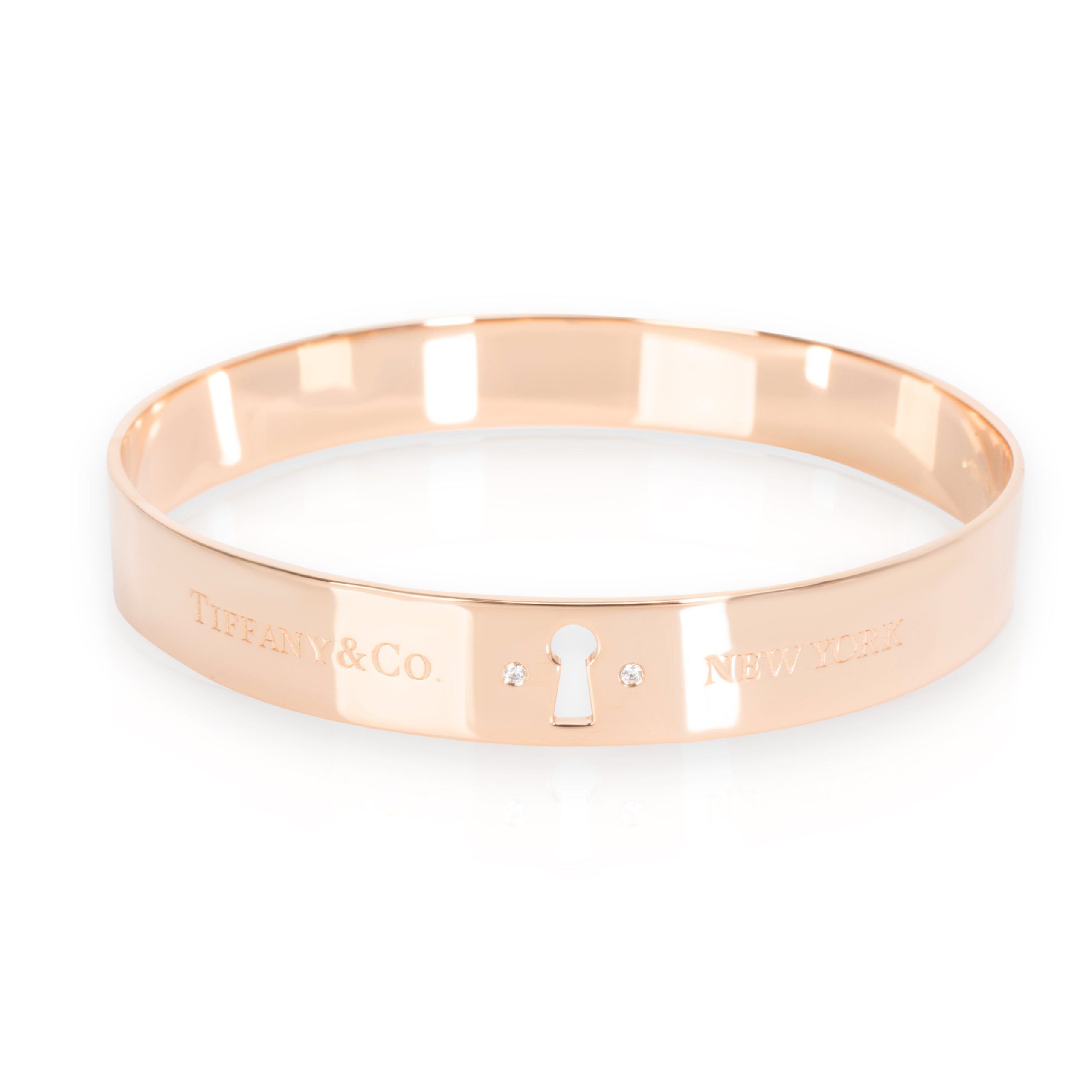 image of Tiffany Co Tiffany & Co. Keyhole Diamond Bangle In 18Kt Rose Gold 0.02 Ctw, Women's