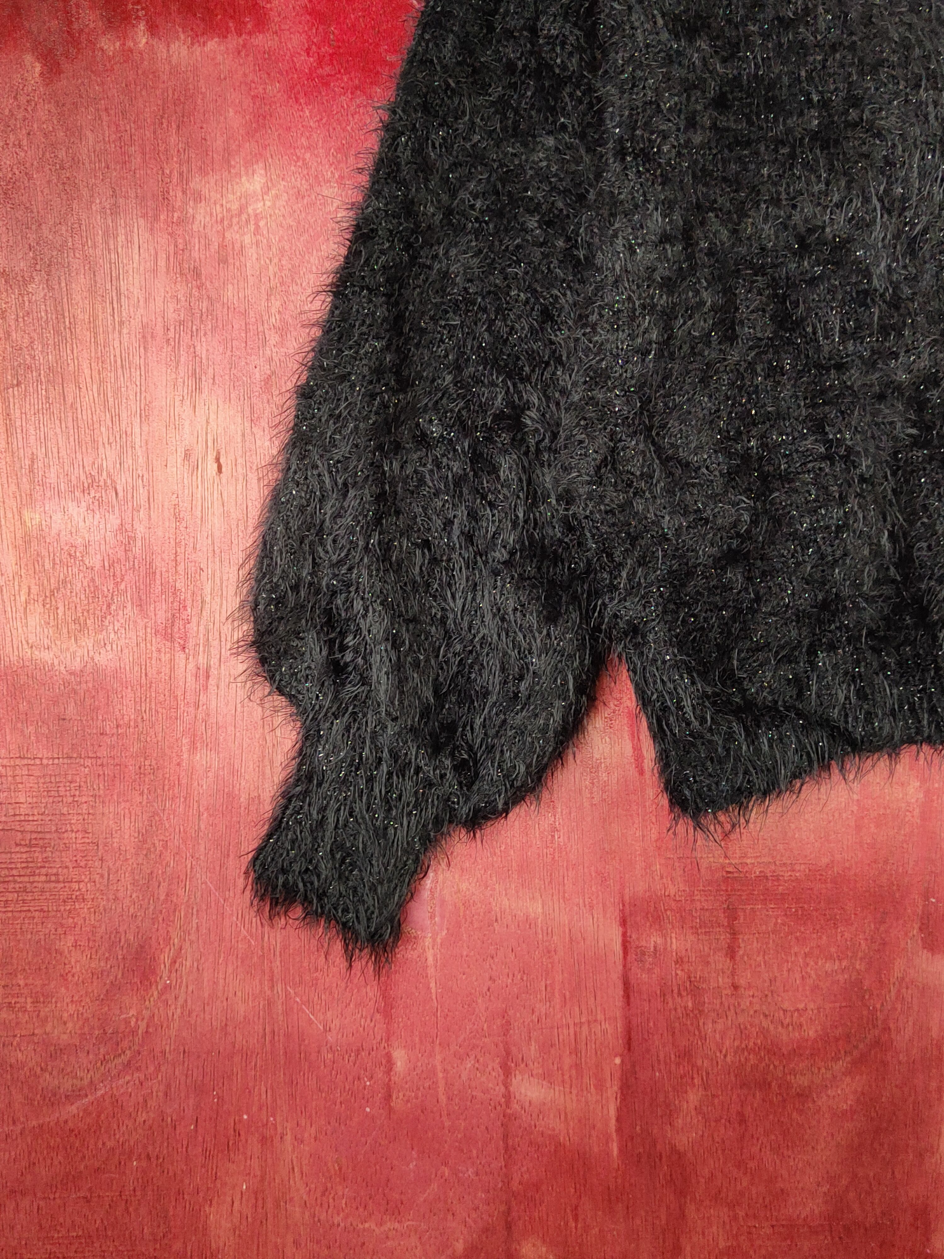GU GU Black Shag Shaggy Fur Mohair Knitwear #S1890 Size S / US 4 / IT 40 - 4 Thumbnail