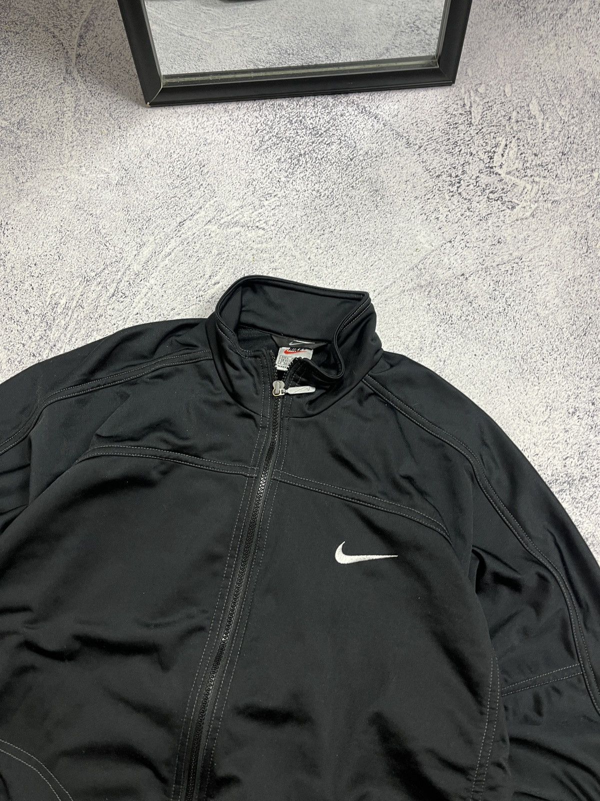 Nike × Vintage 90’s Nike Track Jacket Retro Rare Drill Swoosh Logo Jacket Size US L / EU 52-54 / 3 - 4 Thumbnail