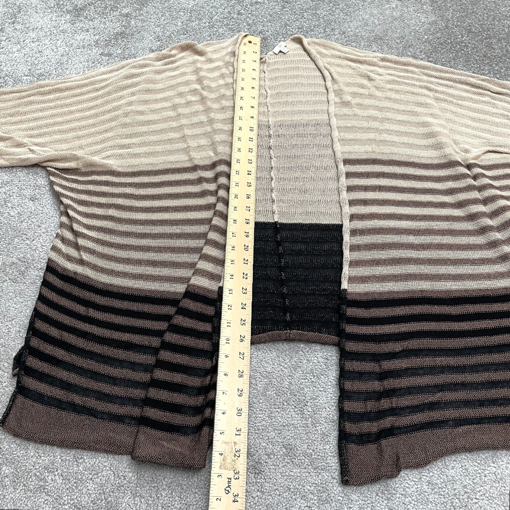 J. Jill J.Jill Cardigan Womens XL Brown Striped Ombre Short Sleeve Sweater Linen Blend Size XL / US 12-14 / IT 48-50 - 7 Thumbnail