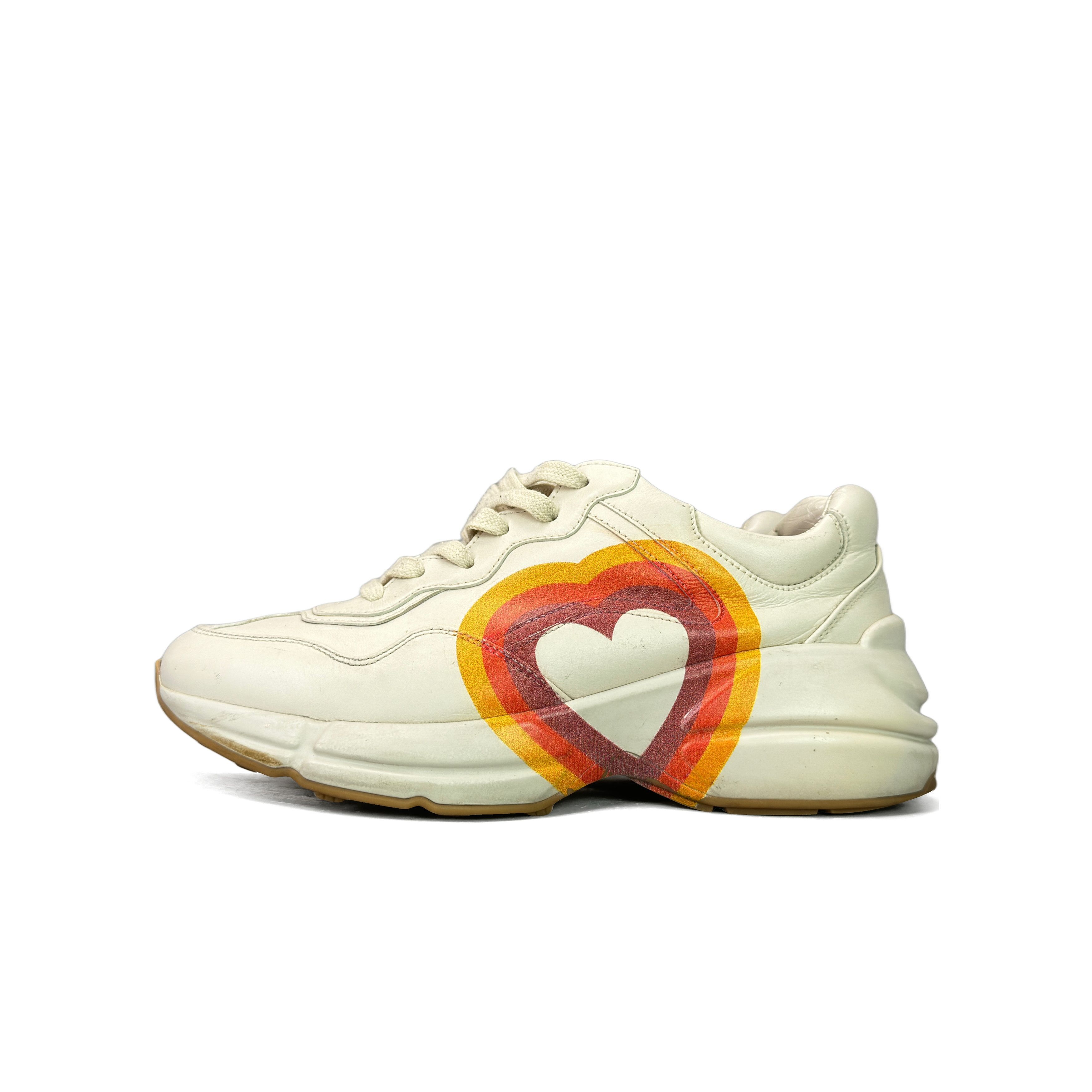 Gucci Gucci Heart Print Rhyton Sneakers Size 37.5 Size US 7.5 / IT 37.5 - 1 Thumbnail