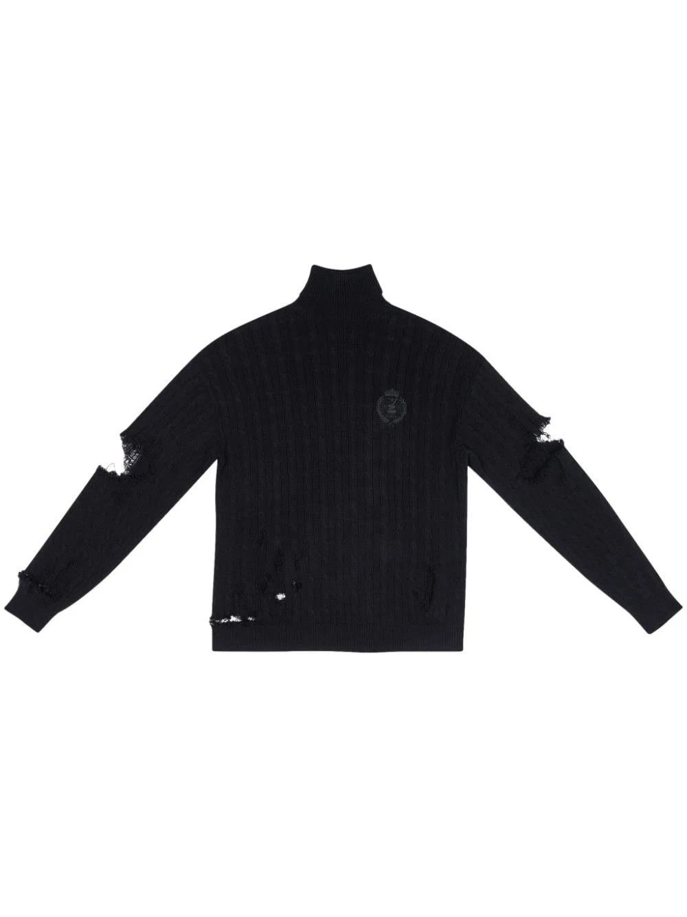 image of Balenciaga O1Mt1Gz0524 Creased Turtleneck Jumper In Black, Women's (Size Medium)