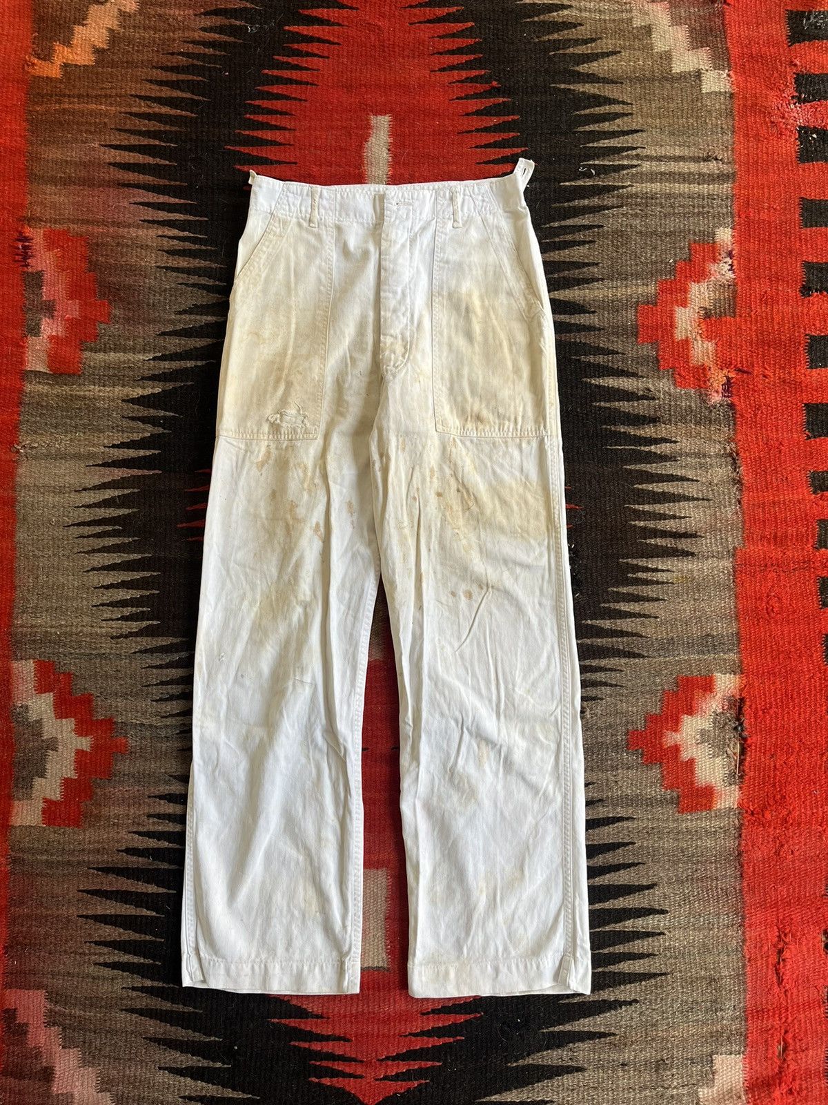 image of Made In USA x Military Vintage Us Navy Denim Baker Pants in White, Men's (Size 30)