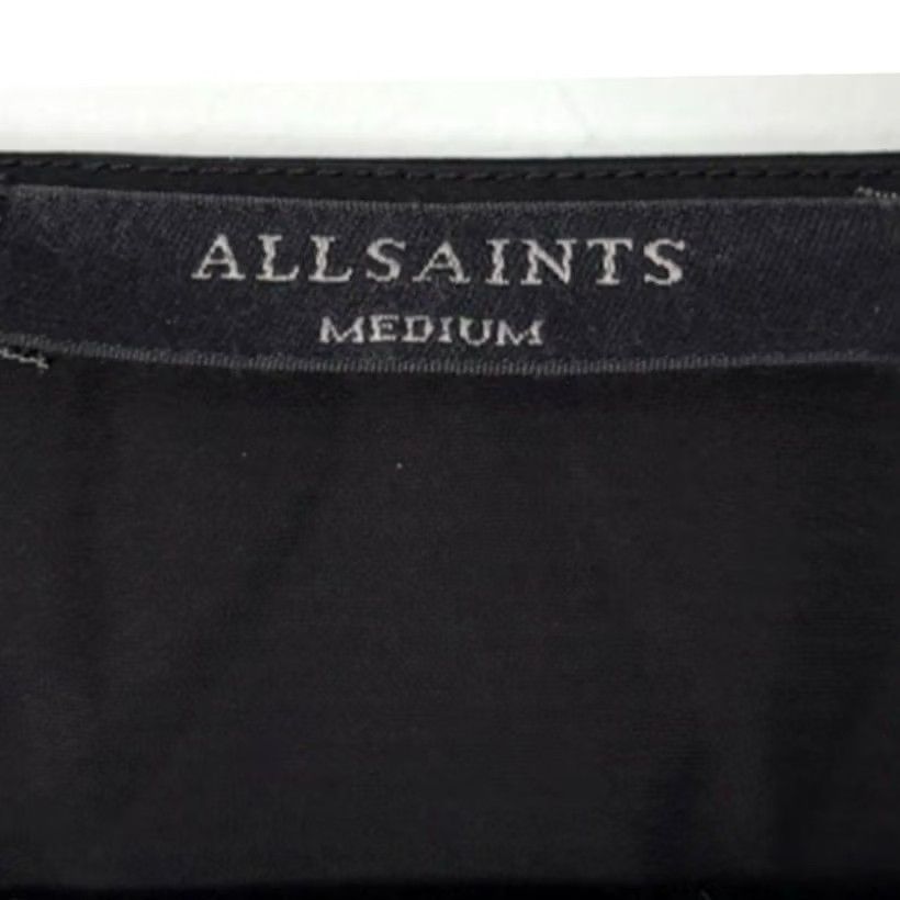 Allsaints ALLSAINTS Black Wrap Dress Solid Satin Knee Length M Women Sleeveless V-Neck Tie Casual Formal Menstrual? Size M / US 6-8 / IT 42-44 - 4 Thumbnail