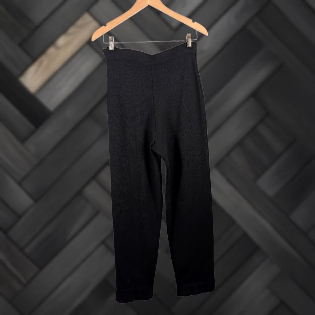 Anne Klein VINTAGE Anne Klein Italy Wool Silk Cashmere Knit Pants S Black Womens Pants Knit 90s Minimalism Italian Made Donna Karan Era Size 28" / US 6 / IT 42 - 1 Thumbnail
