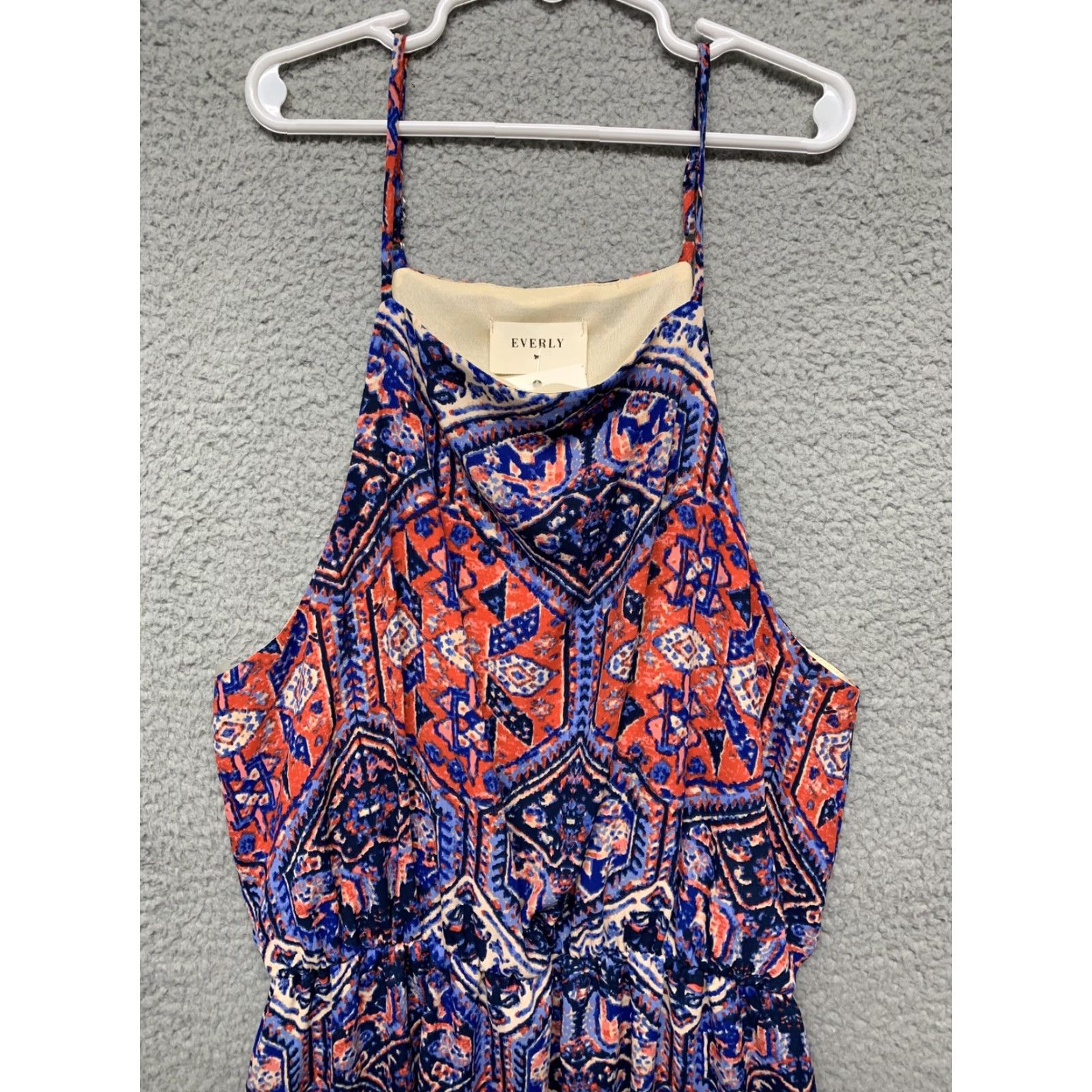Vintage Everly Dress NWT Womens S Sundress Spaghetti Strap Elastic Waist Lined USA Red Blue Ivory Knee Length Vestless? Size S / US 4 / IT 40 - 2 Thumbnail
