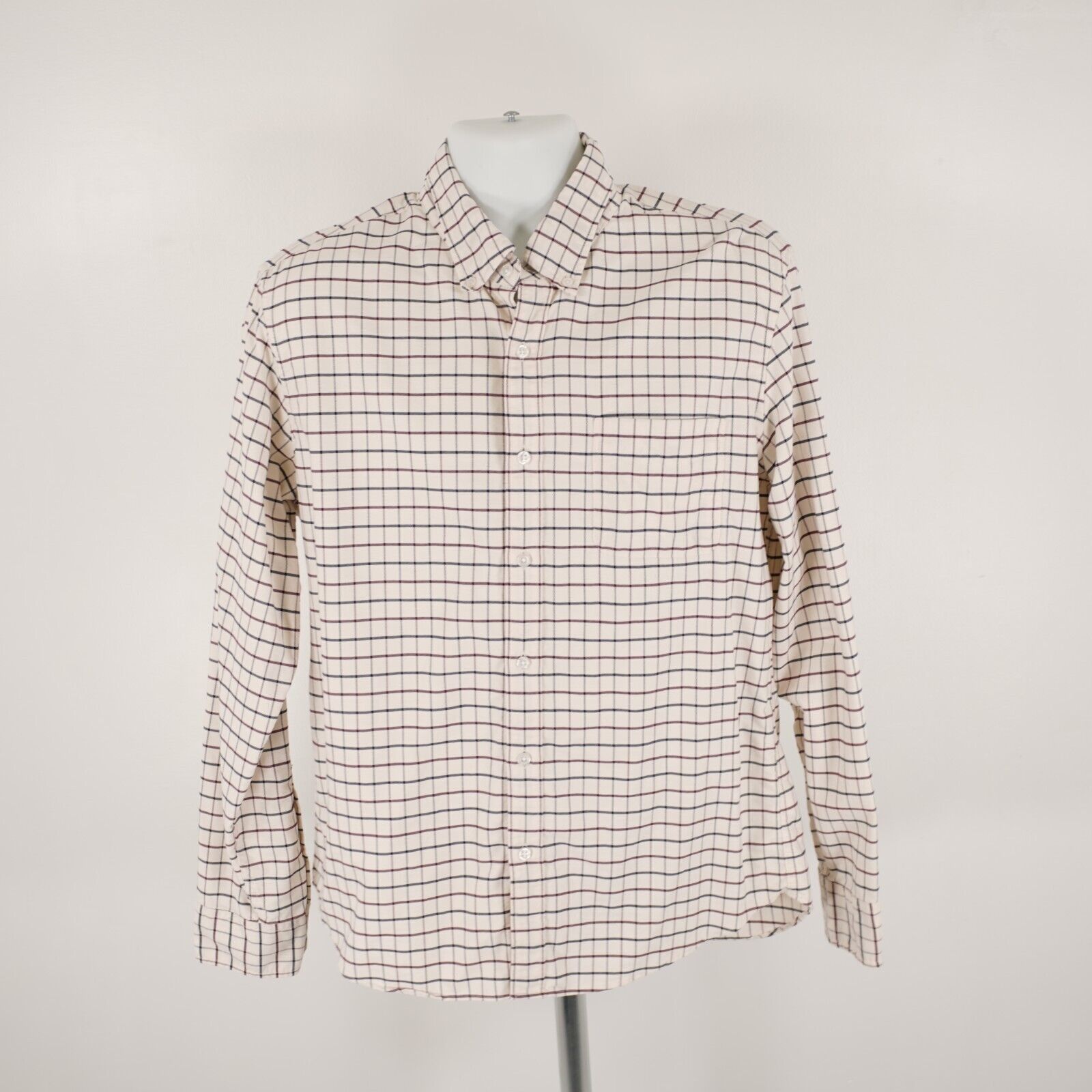 J.Crew J. Crew Flex Oxford Flannel Cotton Slim Cream Blue Red Check Size US L / EU 52-54 / 3 - 4 Thumbnail