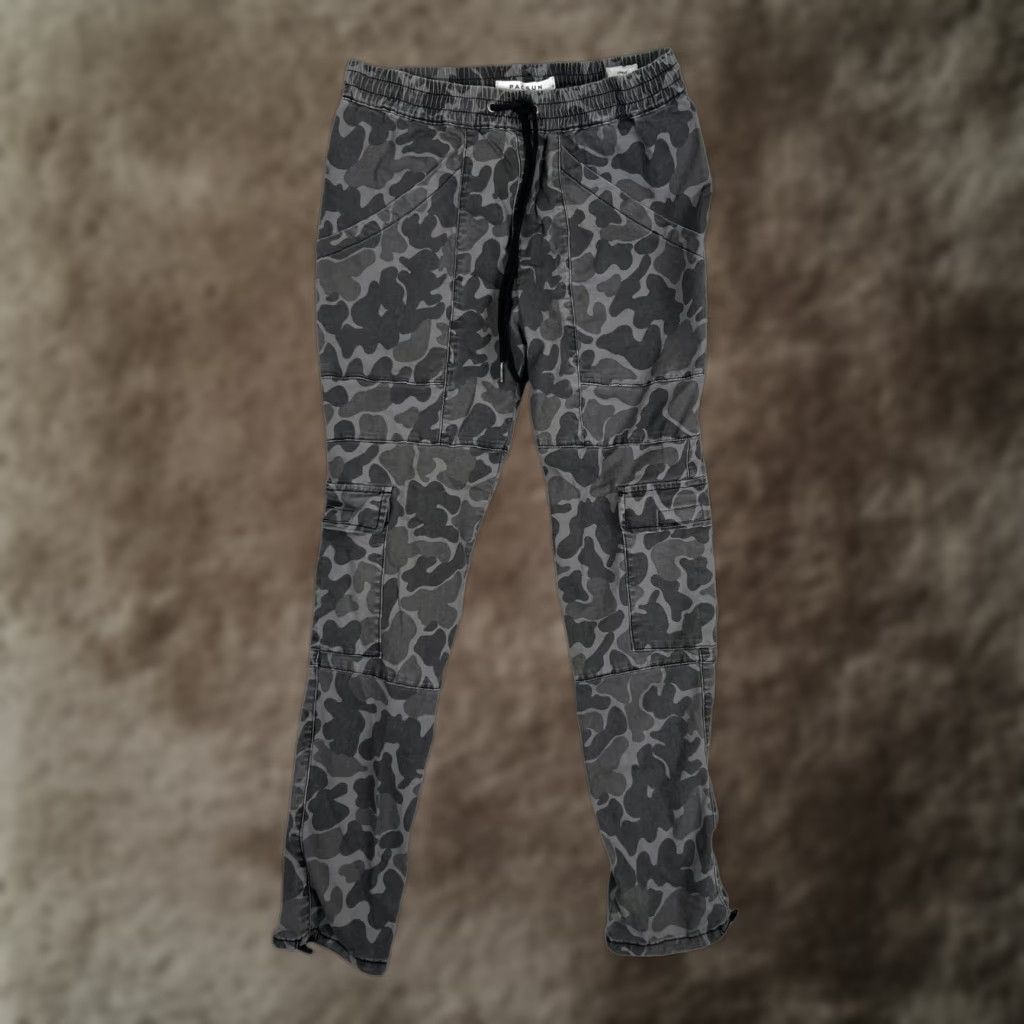 Pacsun PacSun Cargo Pants Mens Small Gray Camo Regular Fit Elastic Waist Drawcord Size US 29 - 1 Thumbnail