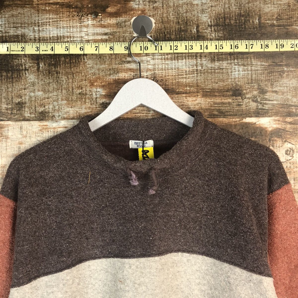 Homespun Knitwear × Japanese Brand × OVER THE STRiPES Messange Board Stripe Browm Knitwear #A2268 Size M / US 6-8 / IT 42-44 - 4 Thumbnail