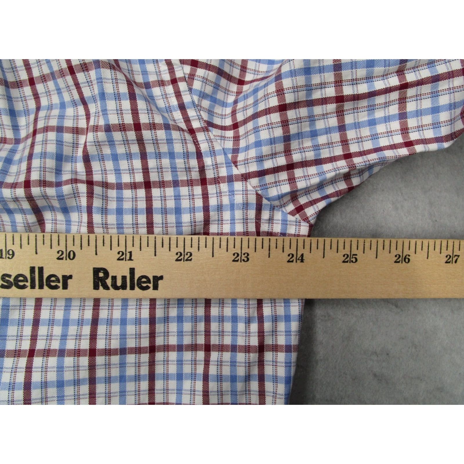 David Donahue VINTAGE David Donahue Dress Shirt Mens 16.5 34 Red Check Long Sleeve Business Casual Designer Size 34R - 7 Thumbnail