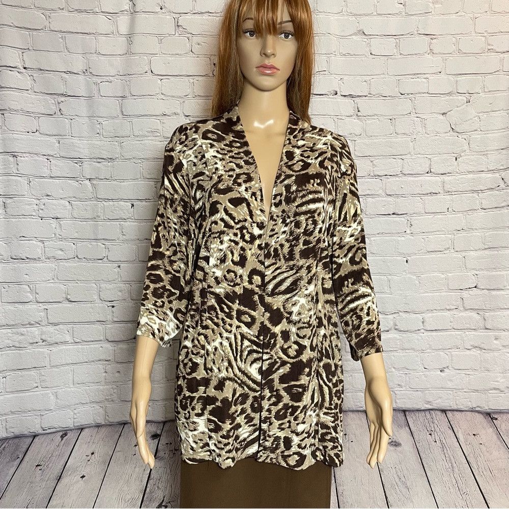 Chicos Chico's Travelers Open Front Animal Print Jacket Cardigan S Size XL / US 12-14 / IT 48-50 - 1 Thumbnail