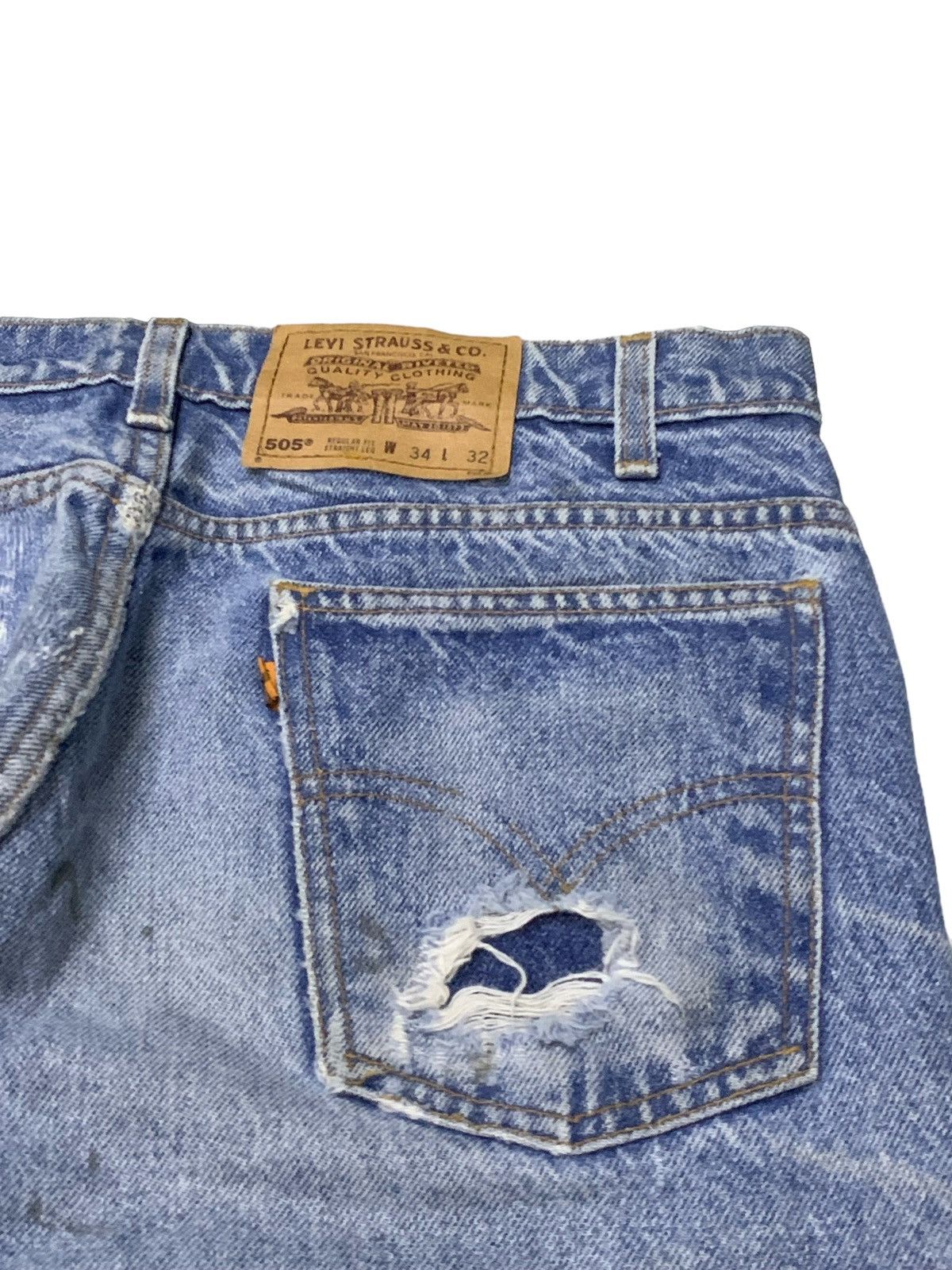 Levi's × Vintage Vintage Levis 505 Distressed Dirty Denim Pants Size US 34 / EU 50 - 14 Thumbnail
