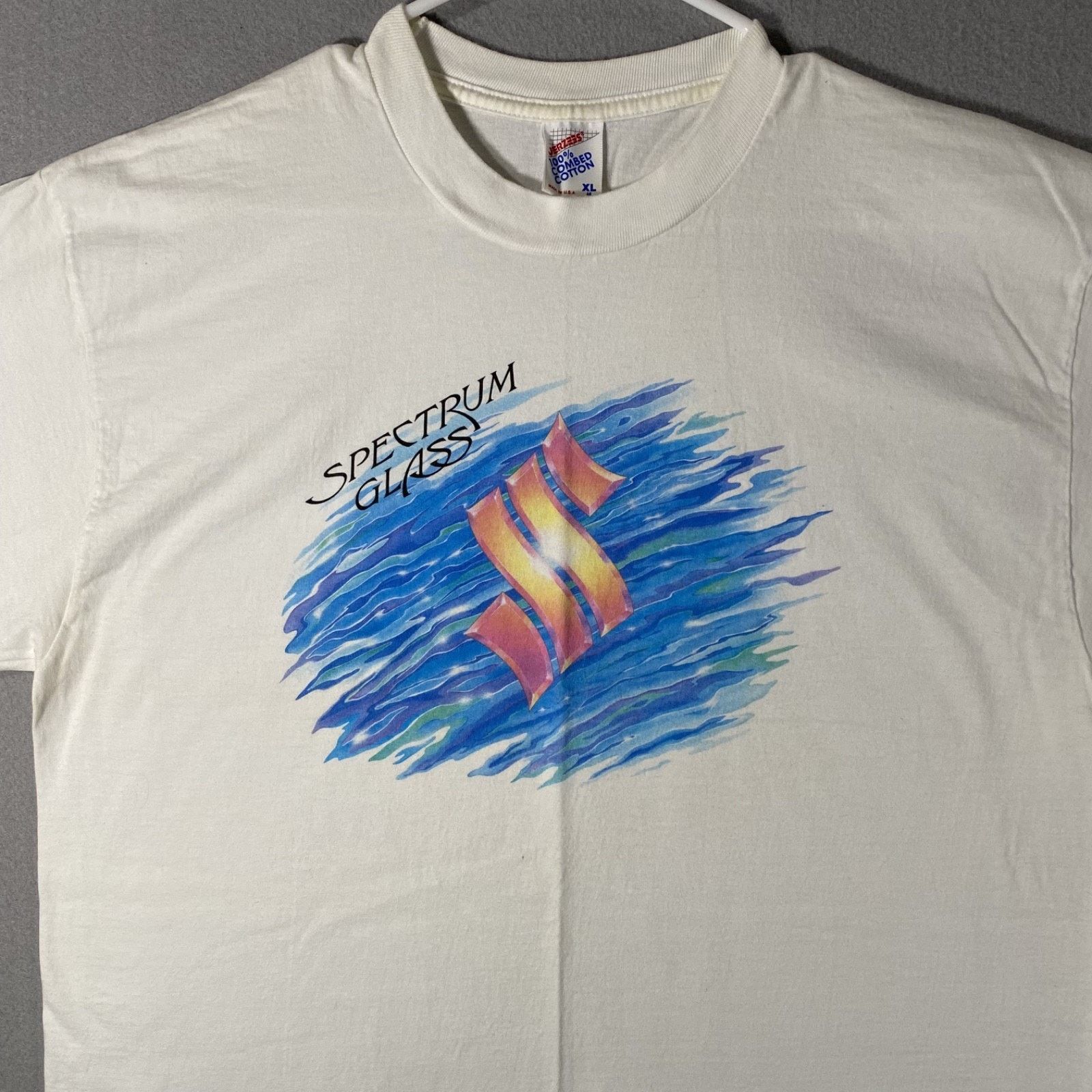 Jerzees Vintage Spectrum Glass White Graphic T Shirt XL USA Made Size US XL / EU 56 / 4 - 2 Thumbnail