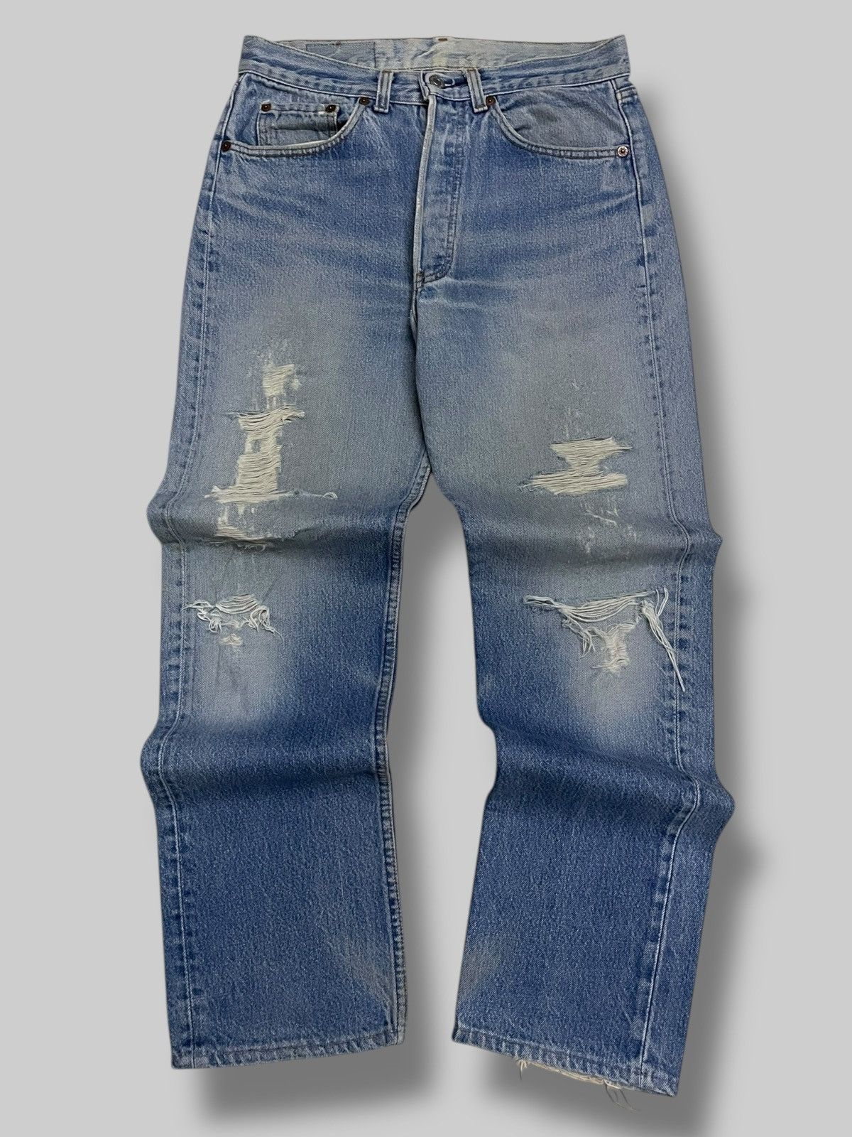 Levi's Vintage Clothing Vintage Og 1990s Original Levis 501 Distressed Clean Denim Size US 29 - 1 Thumbnail