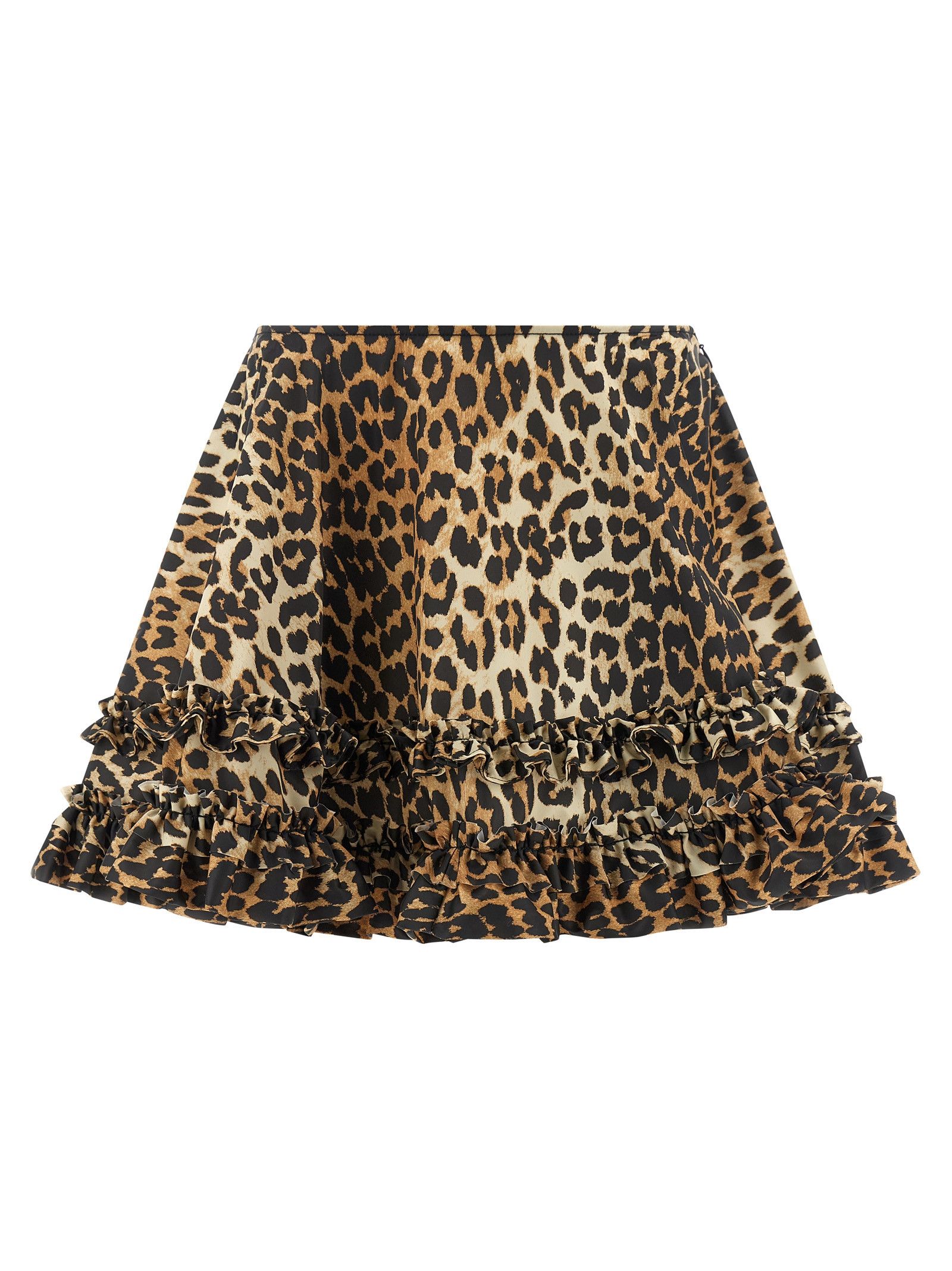 Ganni 'Leopard Duchesse Nylon Mini Frill' Skirt Size 26" / US 2 / IT 38 - 1 Thumbnail