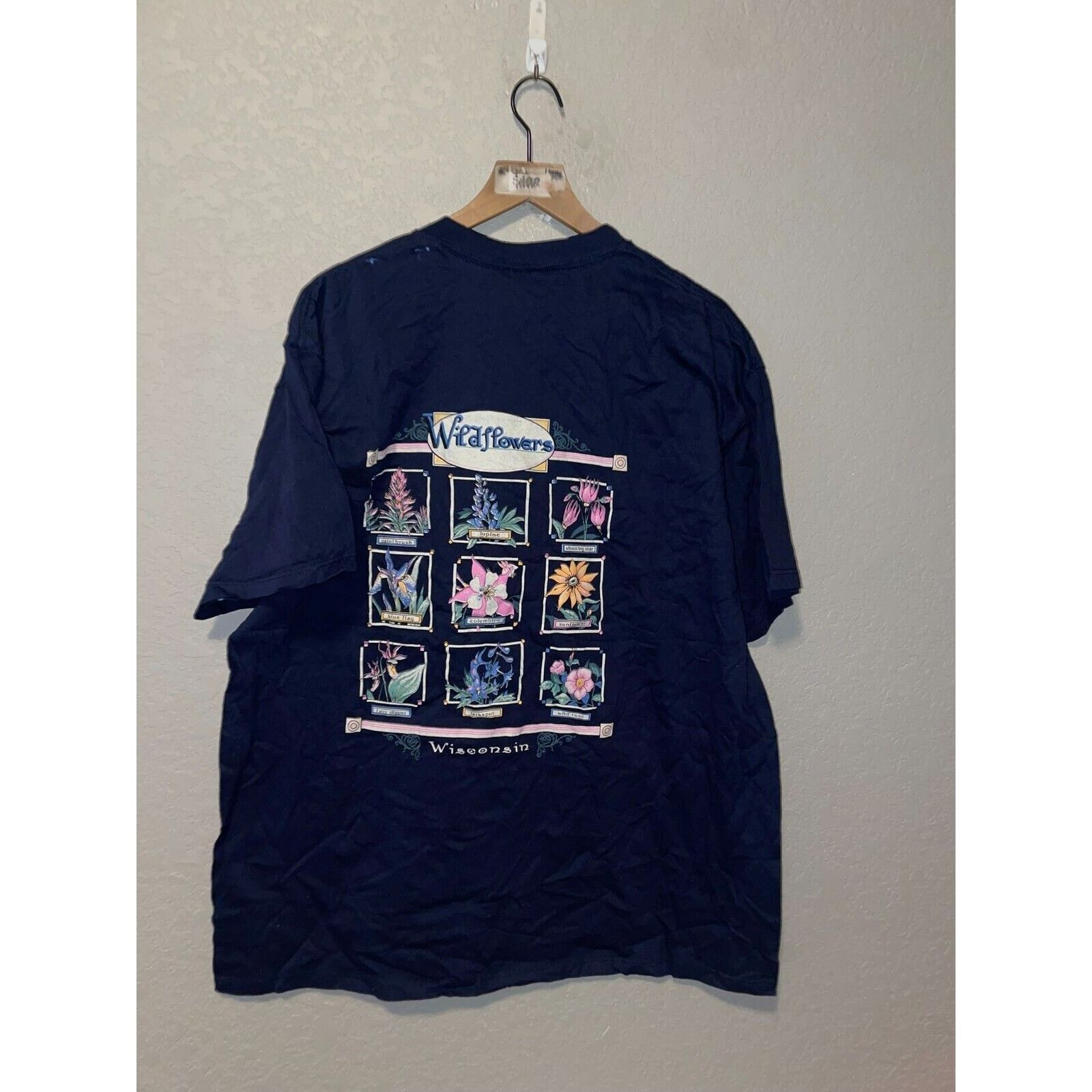Jerzees Vintage Wisconsin Flower Shirt Wildflowers Tee VTG 90s 2X Size US XXL / EU 58 / 5 - 7 Thumbnail