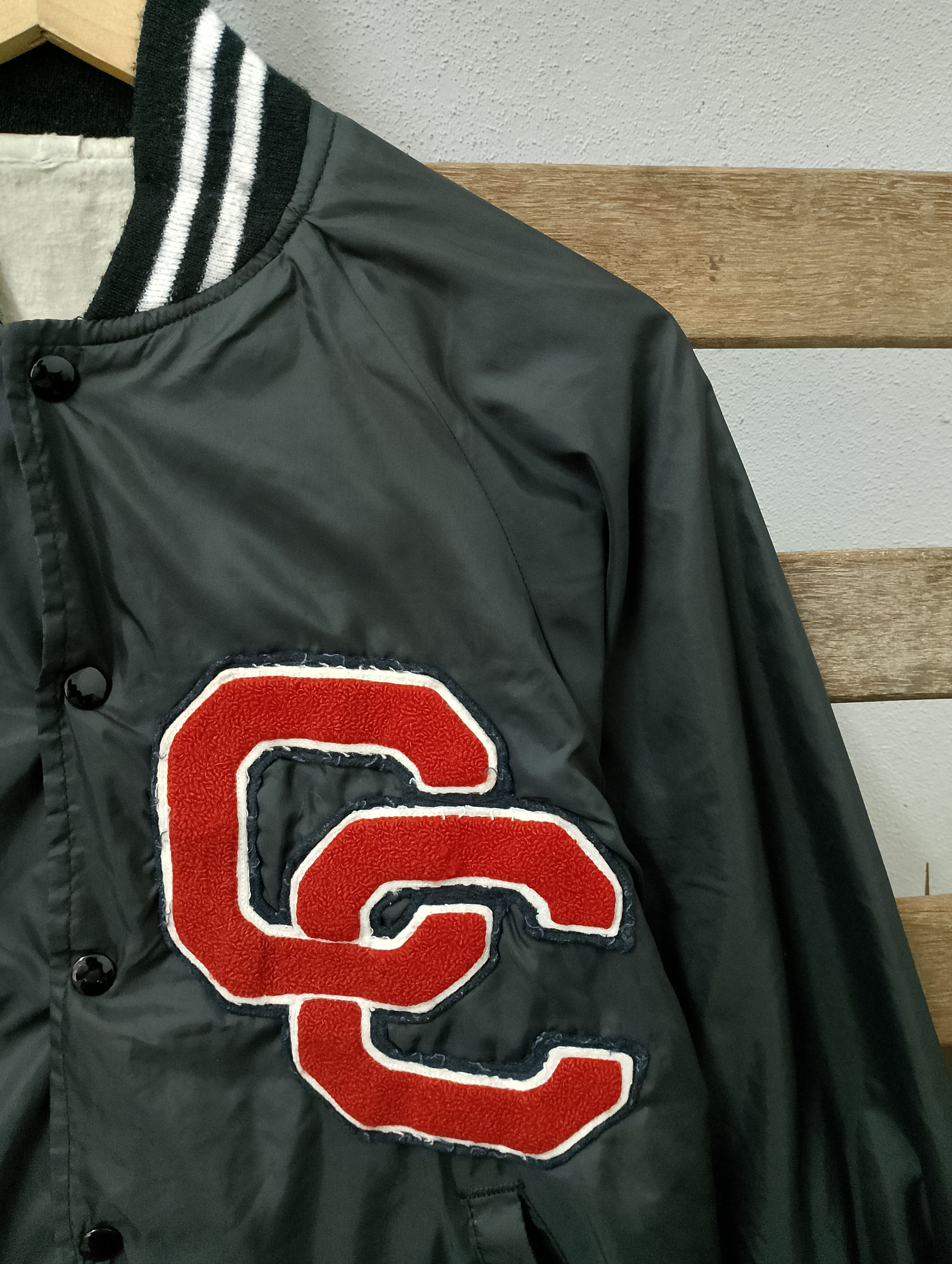 Vintage 80s Satin Bomber Jacket Black Varsity CC Patch