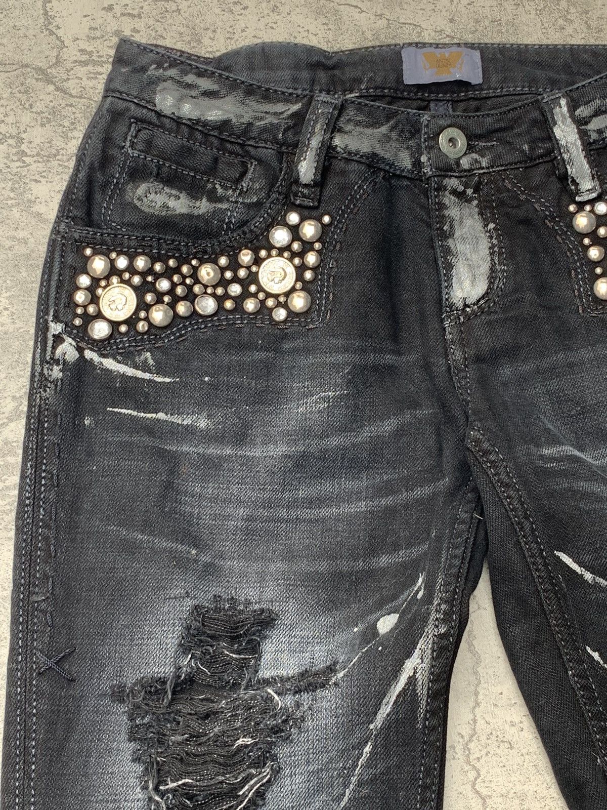 Japanese Brand ANTIK DENIM distressed coin flare jeans Size US 26 / EU 42 - 3 Thumbnail