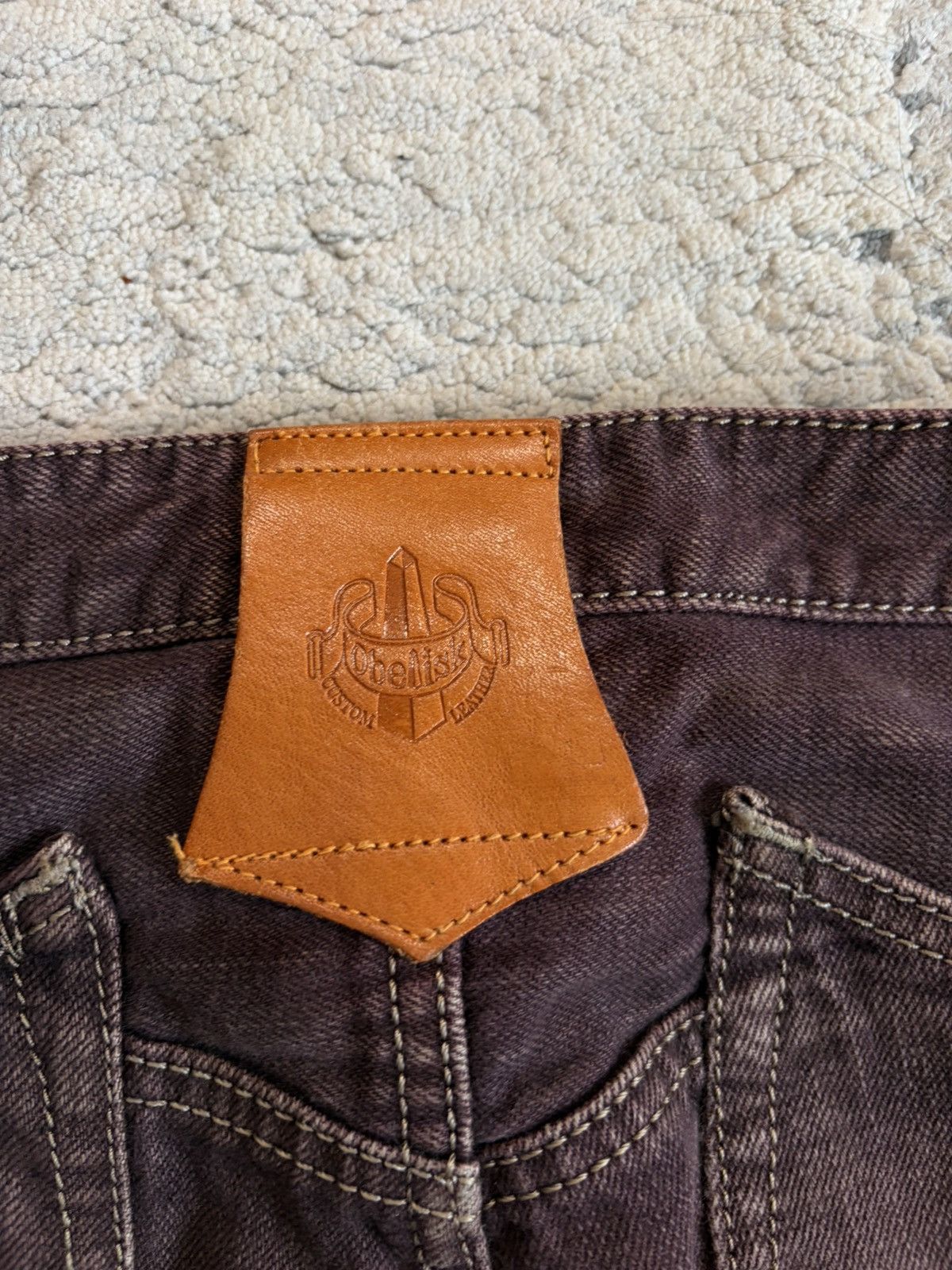Obelisk Maroon Distressed Flared Curve Denim Size US 31 - 11 Thumbnail