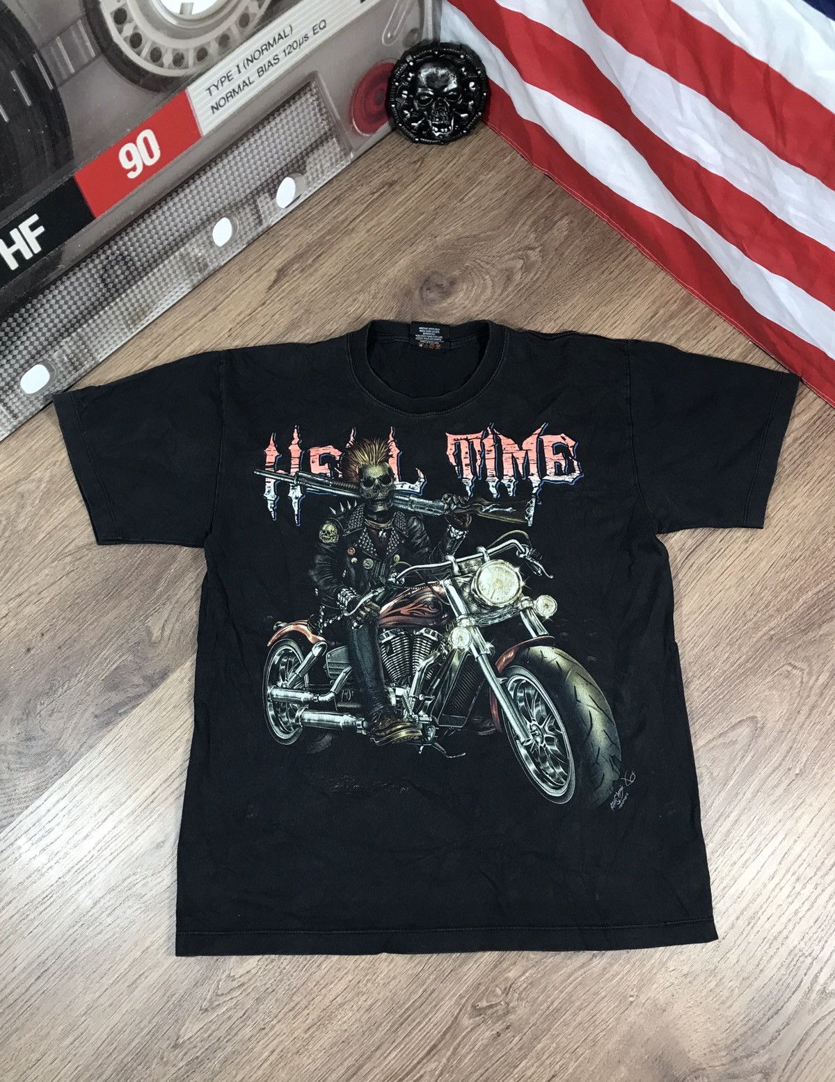Japanese Brand × Vintage Vintage Hell Time Biker T Shirt Size US L / EU 52-54 / 3 - 1 Thumbnail