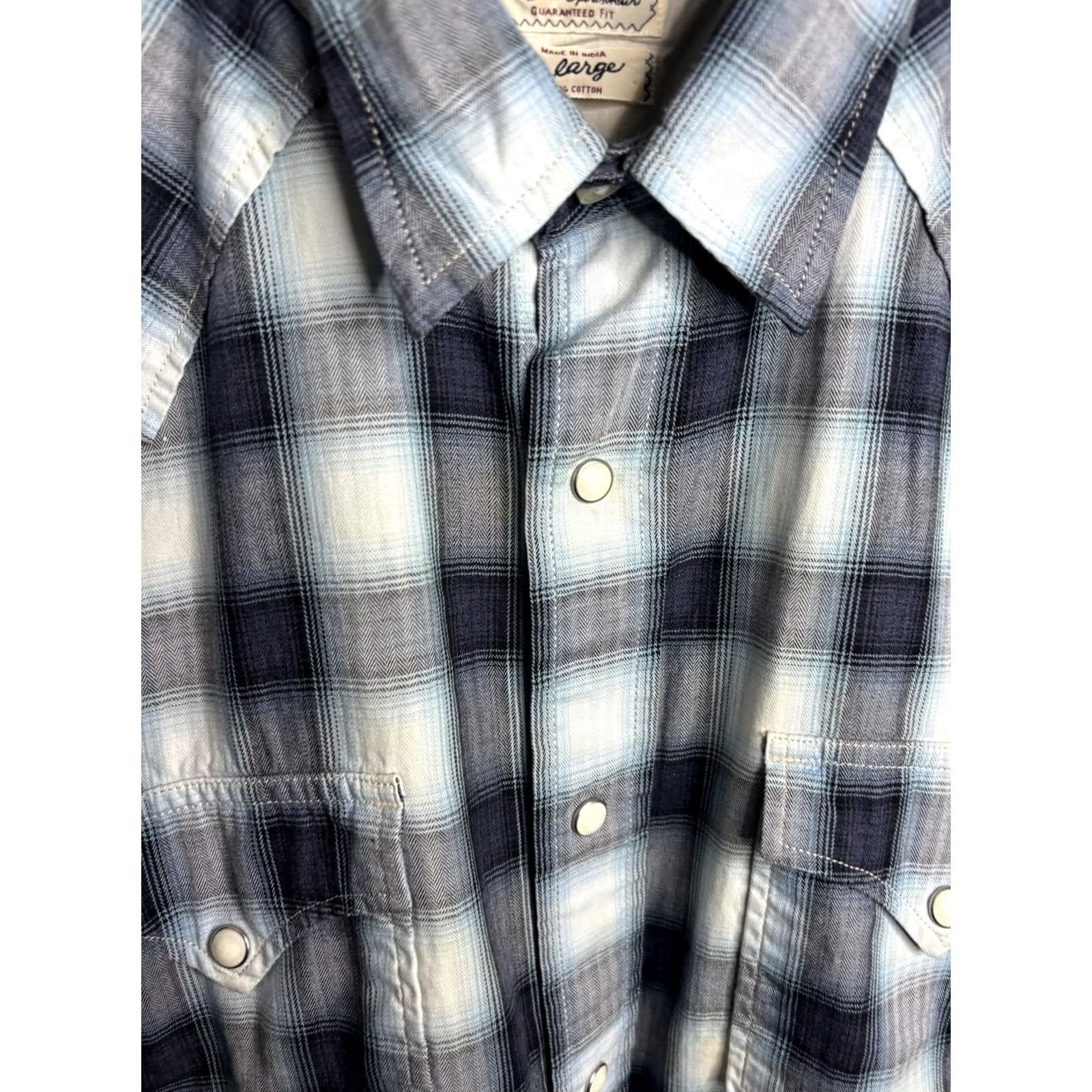 Lucky Brand Lucky Brand Shirt Mens L Brown Plaid Western Pearl Snap Long Sleeve Cotton Size US L / EU 52-54 / 3 - 3 Thumbnail
