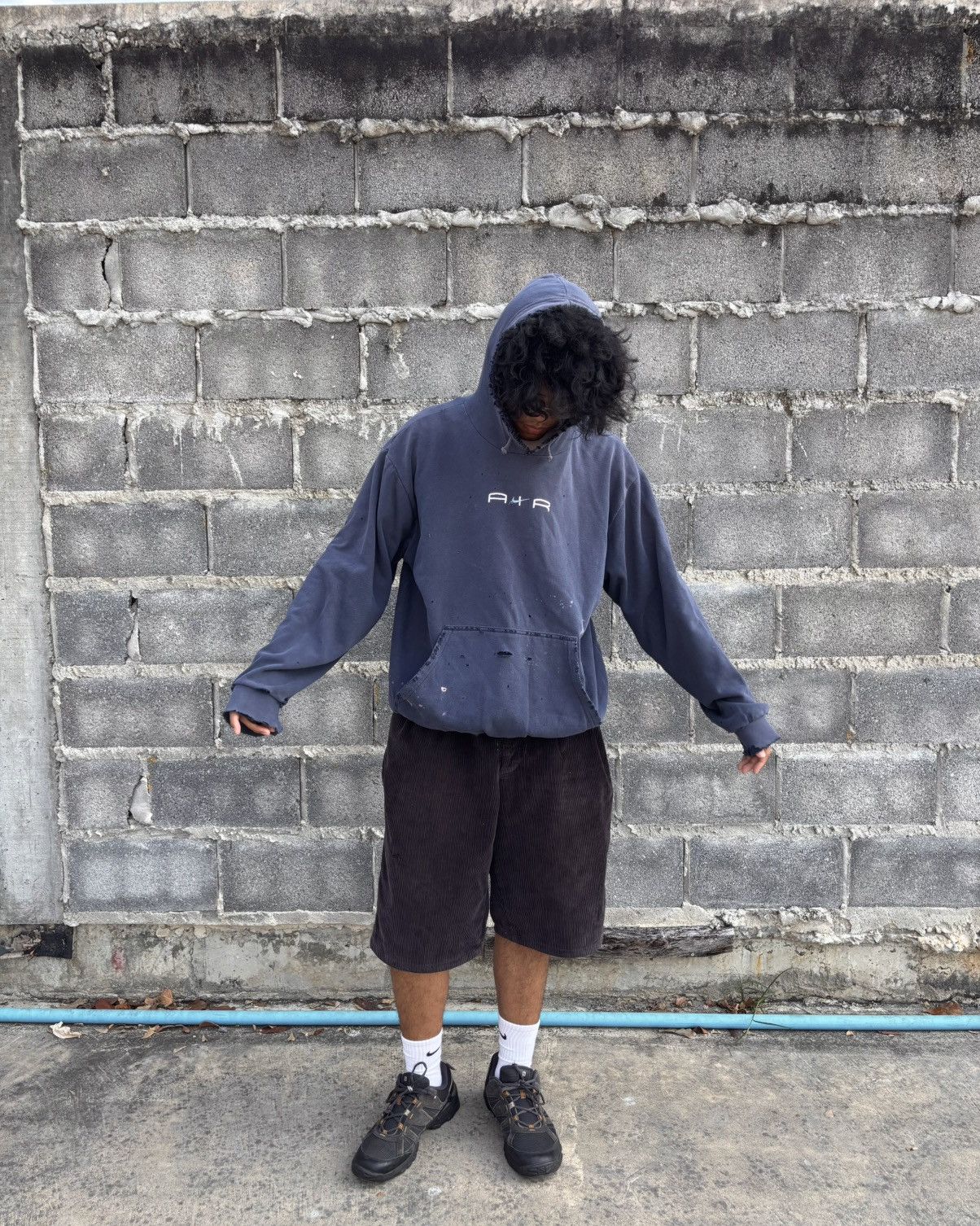 Nike Distressed Faded Nike Air Center Swoosh Hoodie Thrashed Size US L / EU 52-54 / 3 - 10 Thumbnail