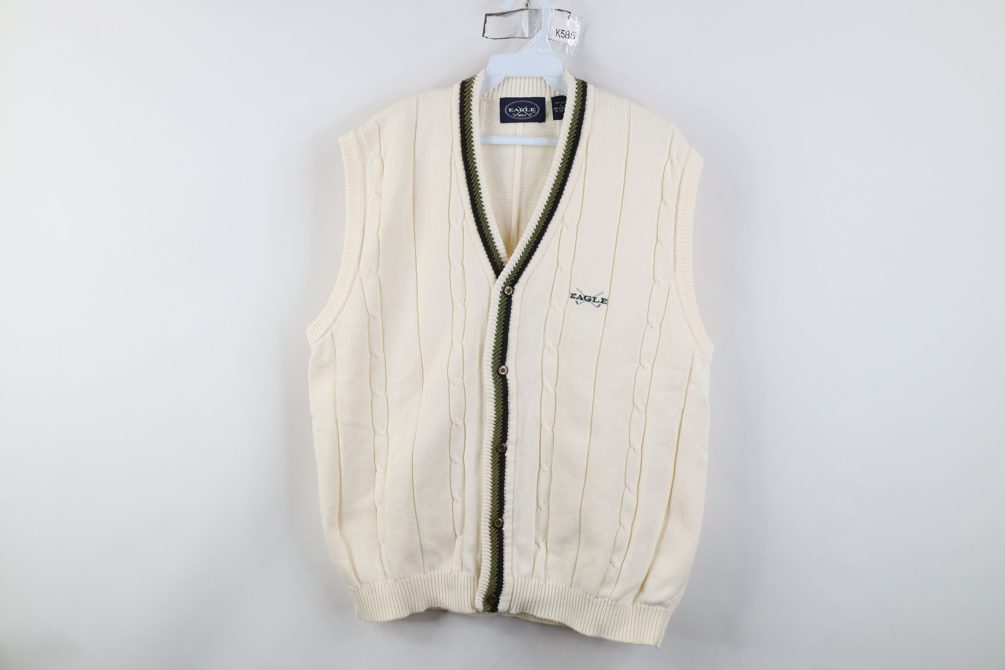 Vintage Vintage 90s Streetwear Cable Knit Golf Cardigan Sweater Vest Size US L / EU 52-54 / 3 - 1 Thumbnail