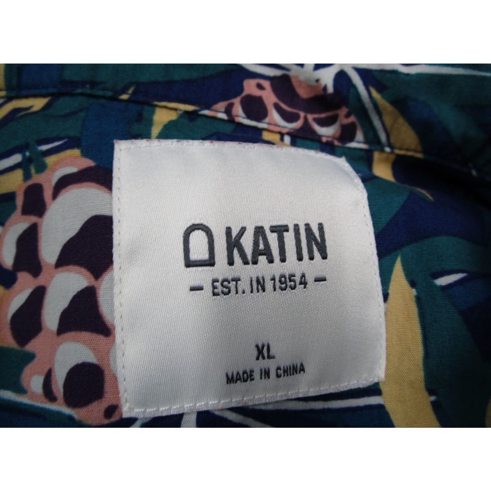 Katin Katin Blue Hawaiian Aloha Shirt Adult XL Short Sleeve Button-Up Floral Tropical Mens Size US XL / EU 56 / 4 - 3 Thumbnail