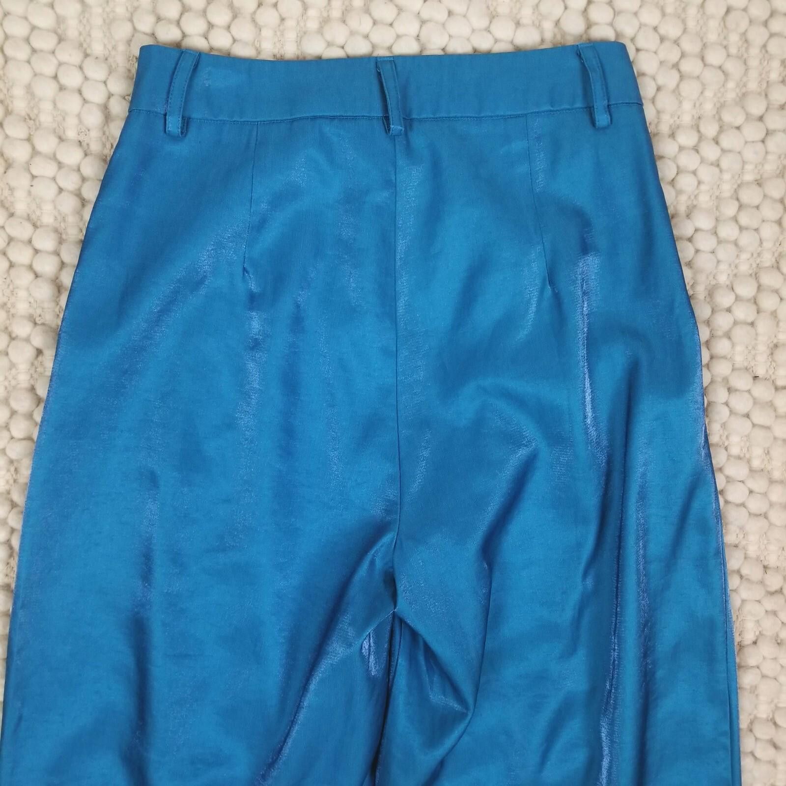 Nasty Gal Nasty Gal Satin Shimmer Wide Leg Pants Blue Sz 6 Size 28" / US 6 / IT 42 - 8 Thumbnail