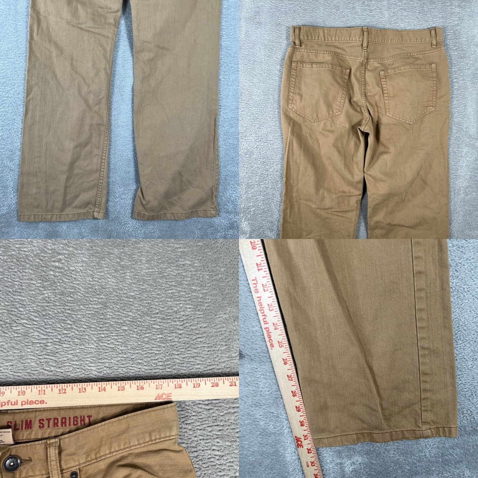 Vintage Urban Pipeline Slim Straight Pants Mens 36x32 Tan Khaki Cotton Chino Casual Size US 36 / EU 52 - 8 Thumbnail