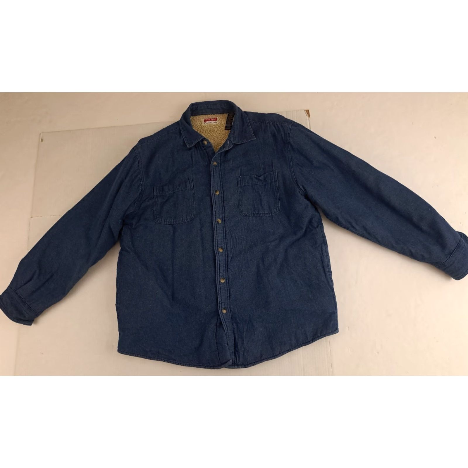 Wrangler VINTAGE Wrangler Denim Blue Jean Work Shirt L Large Button-Up Long Sleeve Faux Fur Lined Collared Size US L / EU 52-54 / 3 - 2 Thumbnail