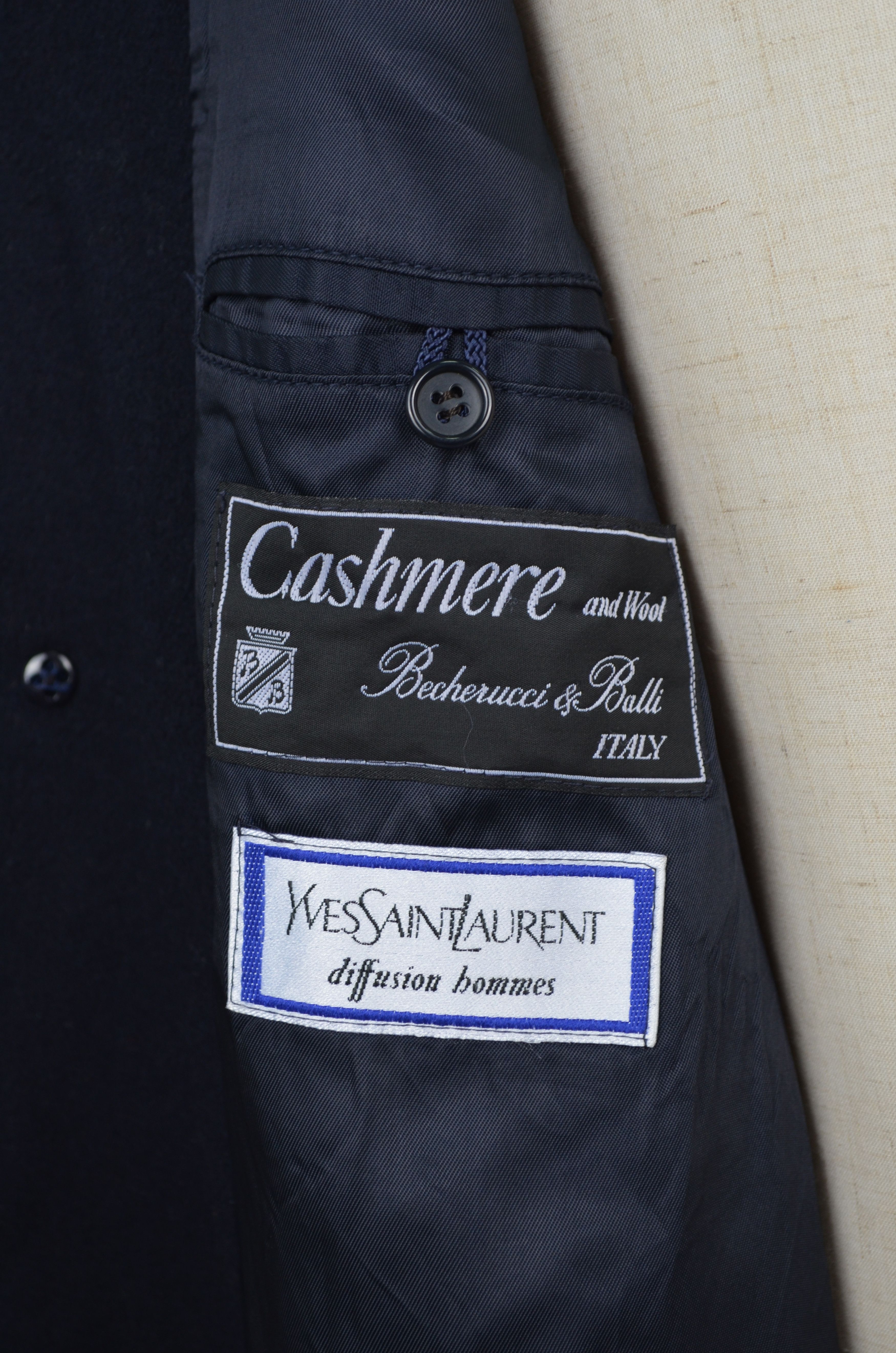 Vintage × Yves Saint Laurent Yves Saint Laurent Diffusion Hommes Cashmere Coat Jacket Size US L / EU 52-54 / 3 - 12 Thumbnail