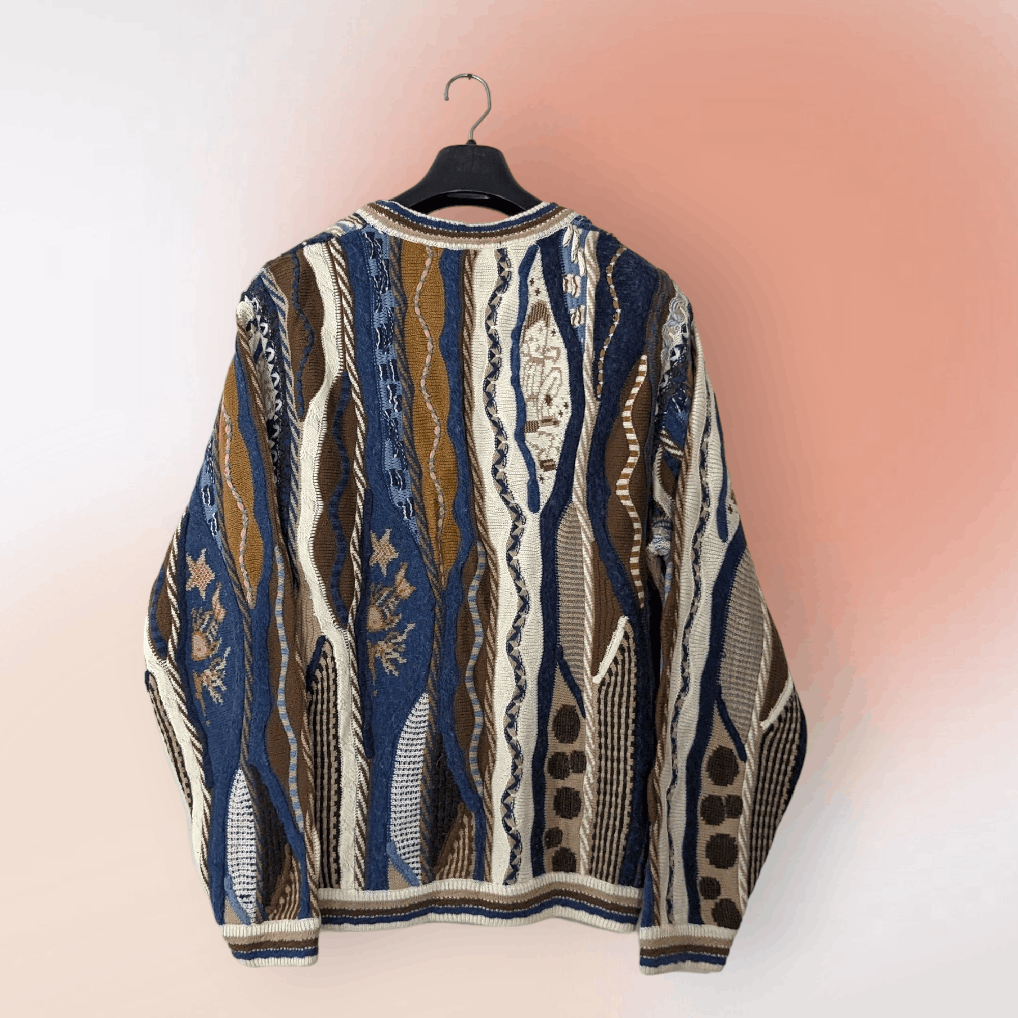 Other Vintage 90's coogi style 3D knit cardigan by Old Country Size US L / EU 52-54 / 3 - 2 Thumbnail