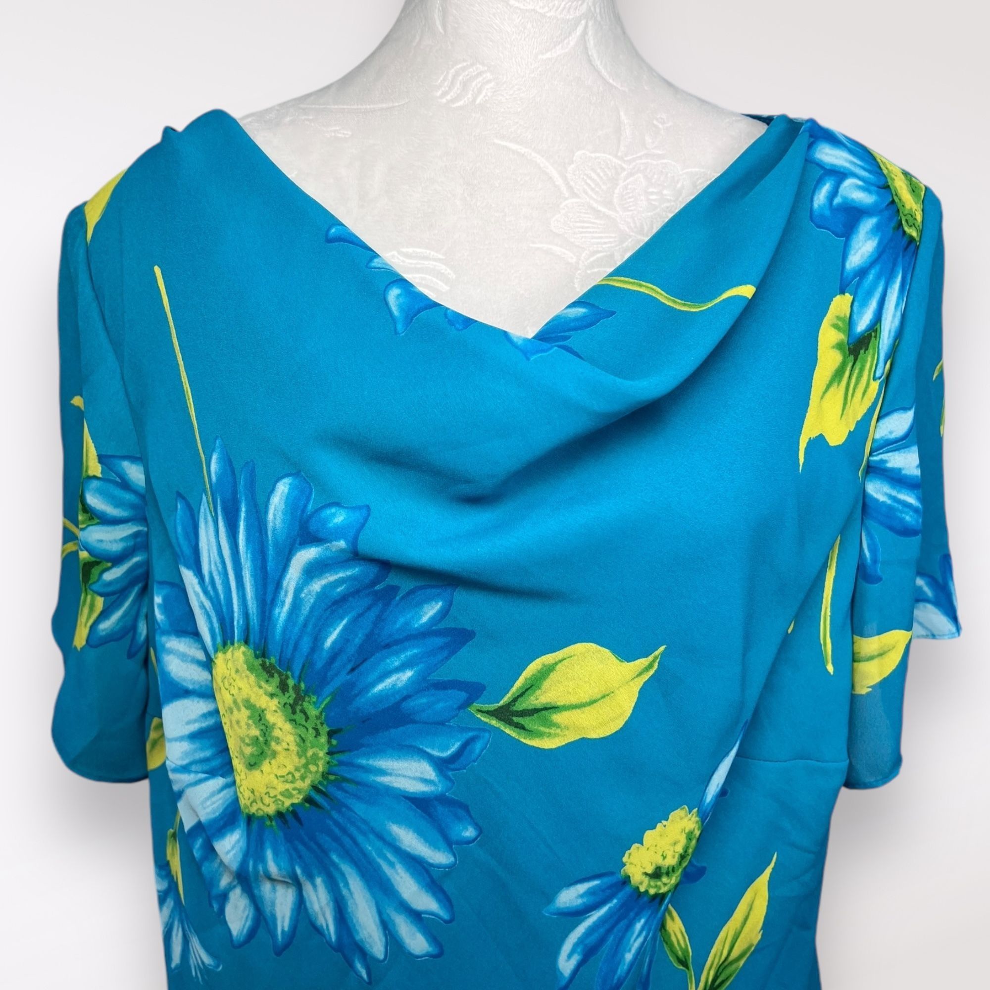 Designer VTG Dressbarn Short Sleeve Floral Blouse Cowl Neck 14 W Size XL / US 12-14 / IT 48-50 - 2 Thumbnail