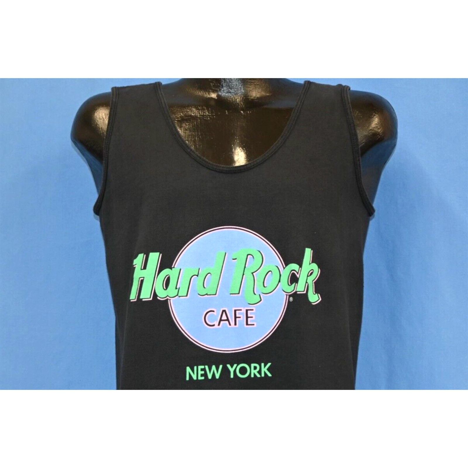 image of VTG 90's Hard Rock Cafe New York Nyc Restaurant Neon Tank Top T-Shirt Medium M in White, Men's
