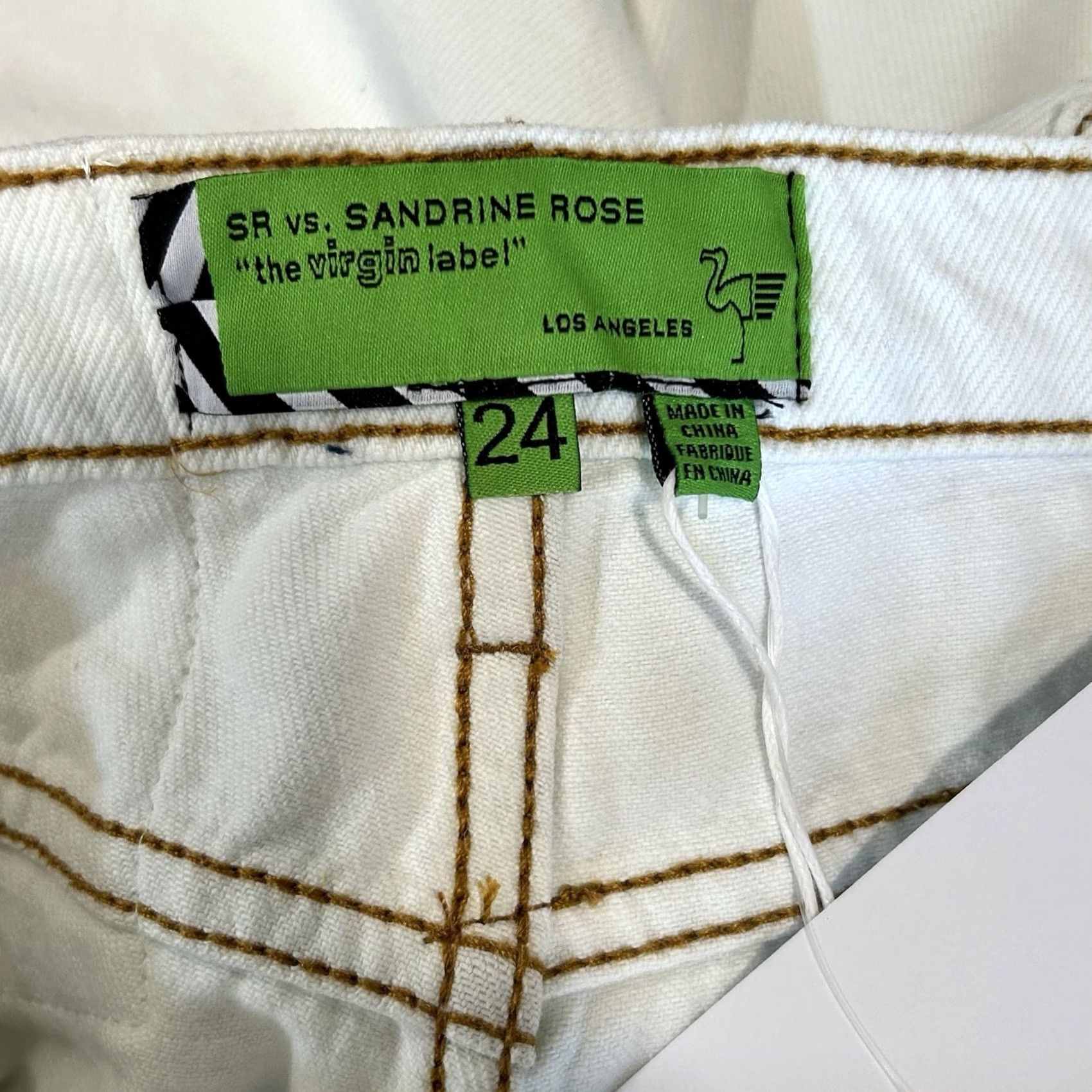 Free People VINTAGE SR vs Sandrine Rose The Virgin Label White Denim Bermuda Shorts Women’s 24 Size 42" / US 20 - 5 Thumbnail