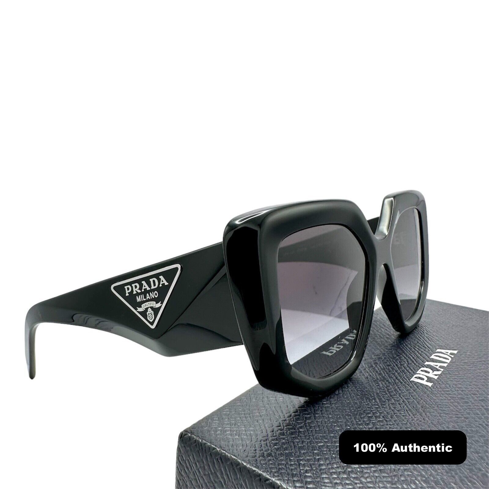 Prada Prada Sunglasses Black Square Oversized Triangle Logo Italy Size ONE SIZE - 18 Thumbnail