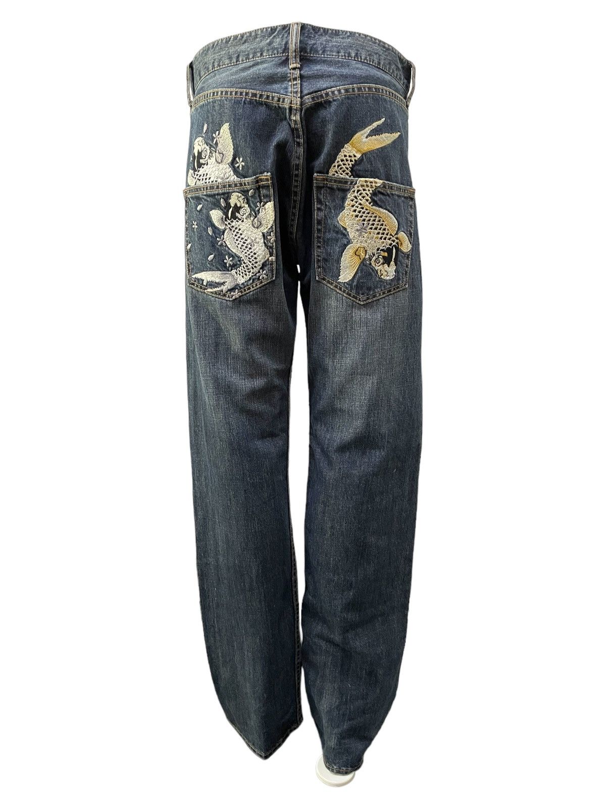 Red Monkey × Samurai Jeans Sukajan Yakuza Embroidered Traditional Japanese Tattoo Jeans Size US 30 / EU 46 - 3 Thumbnail